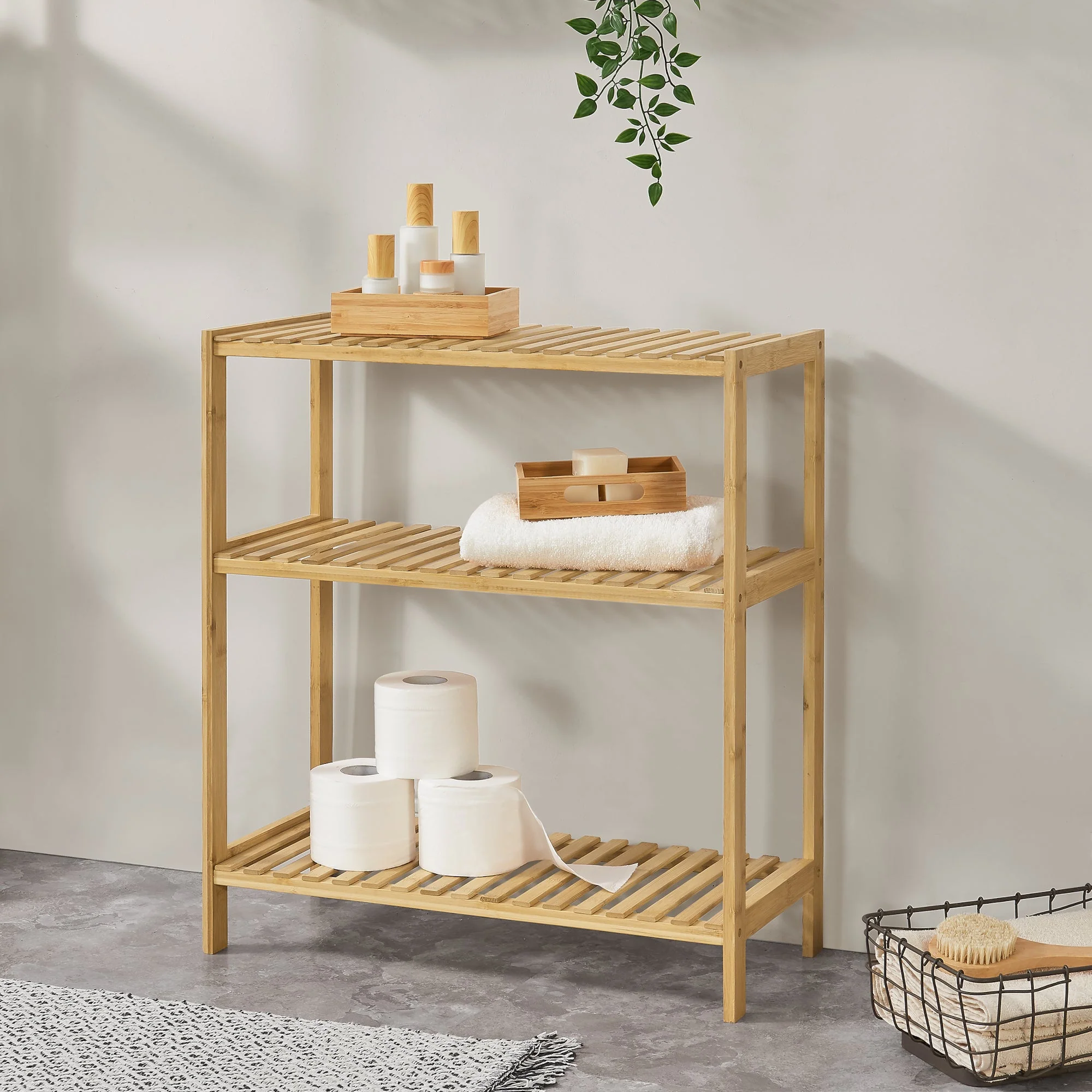Bambusowa półka stojąca Nyköping 58 x 26 x 66 cm [en.casa] - Image 2
