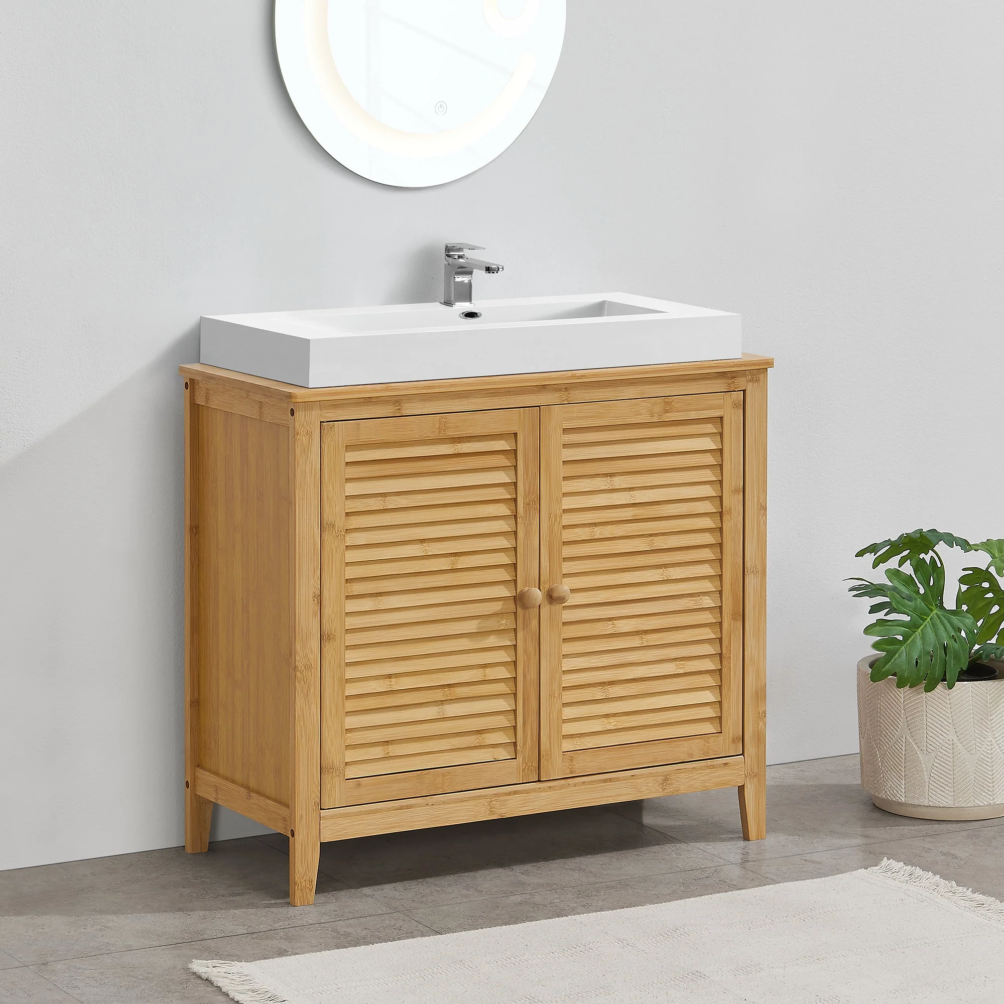 Bambusowa szafka pod umywalkę Värmdö 60x67x30cm [en.casa] - Image 2