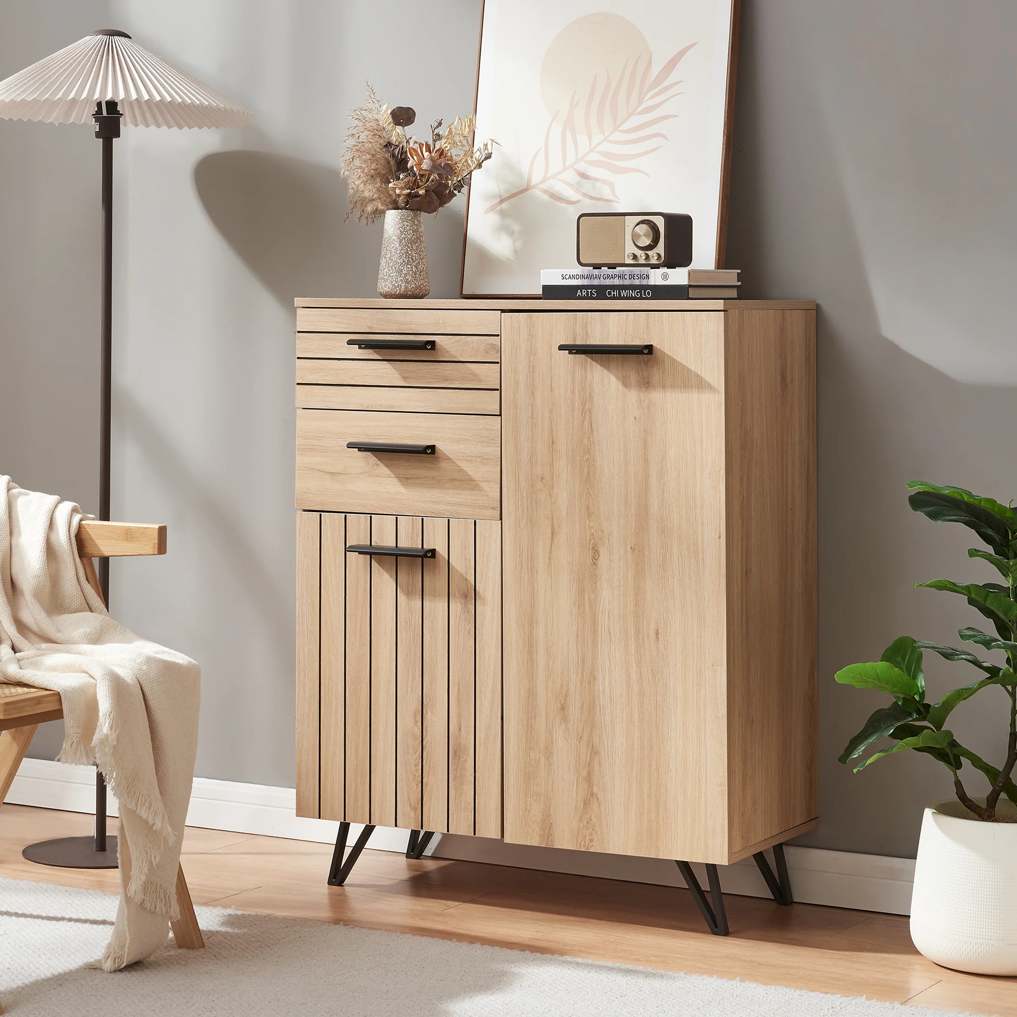 Burled sideboard [en.casa]
