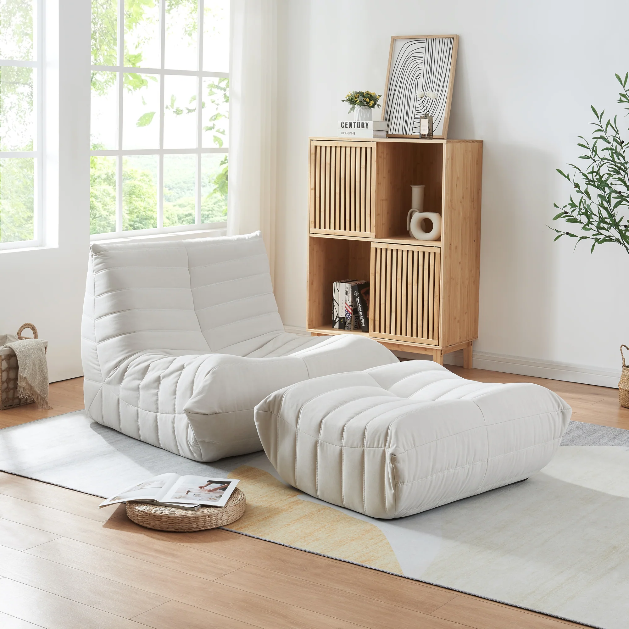 Fotel podłogowy z podnóżkiem Kodsø 75x90x100 cm [en.casa] - Image 2