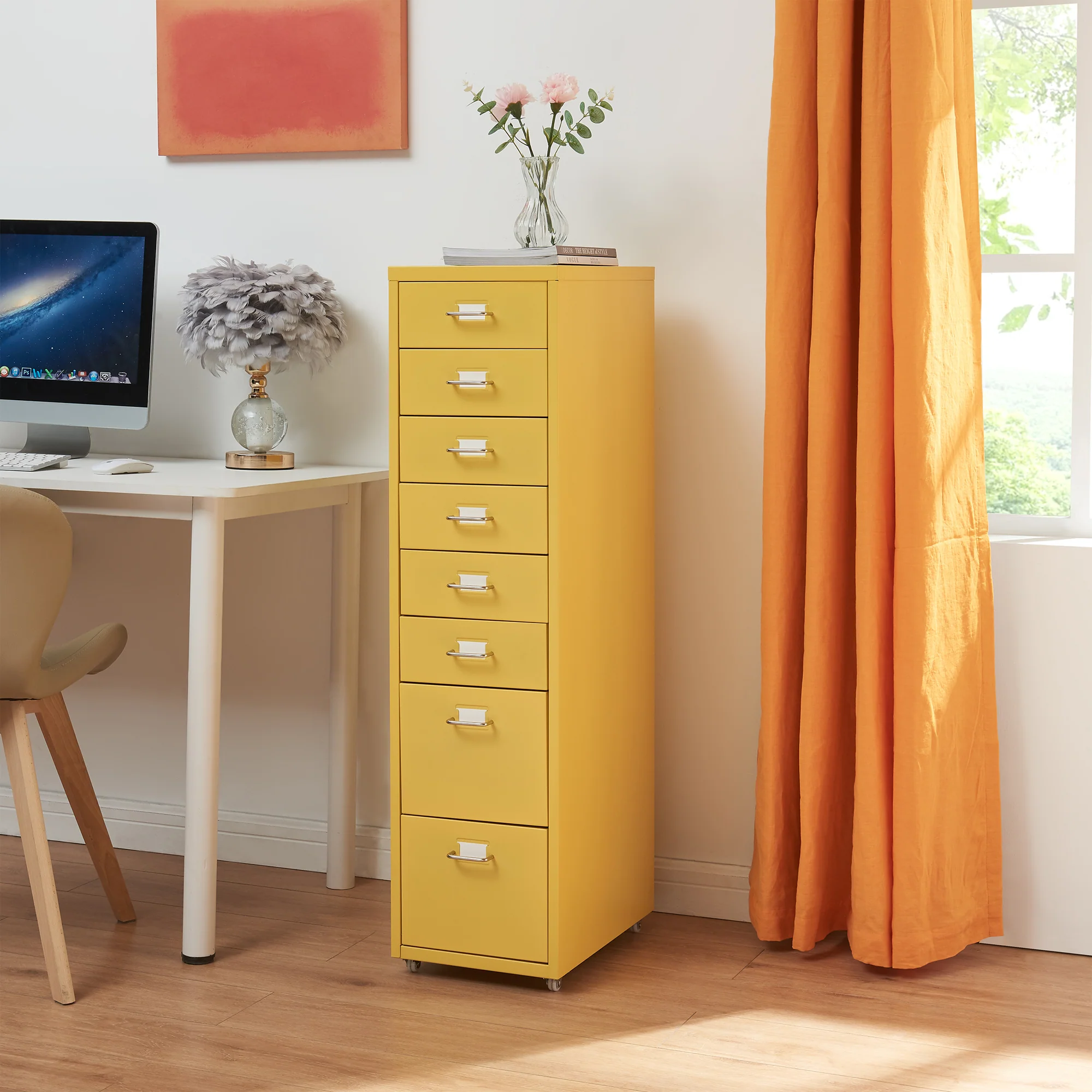 Mobilny kontenerek Kökar z 8 szufladami 109x28x41 cm [en.casa] - Image 3