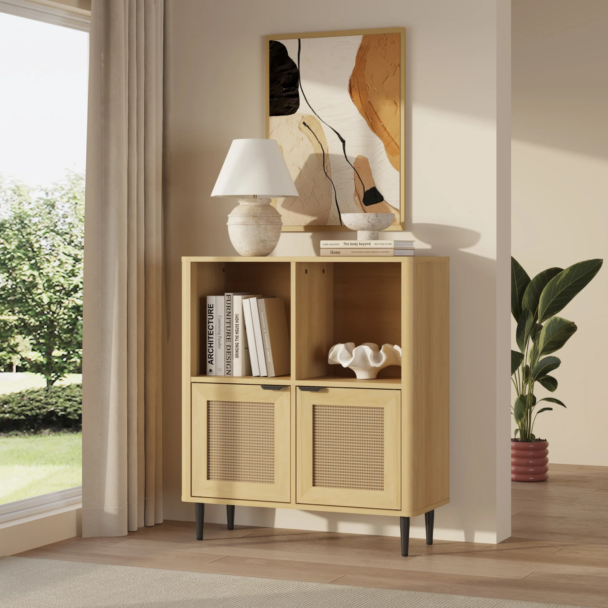 Komoda Lukhomso 85x75x30 cm dąb dekor [en.casa] - Image 2