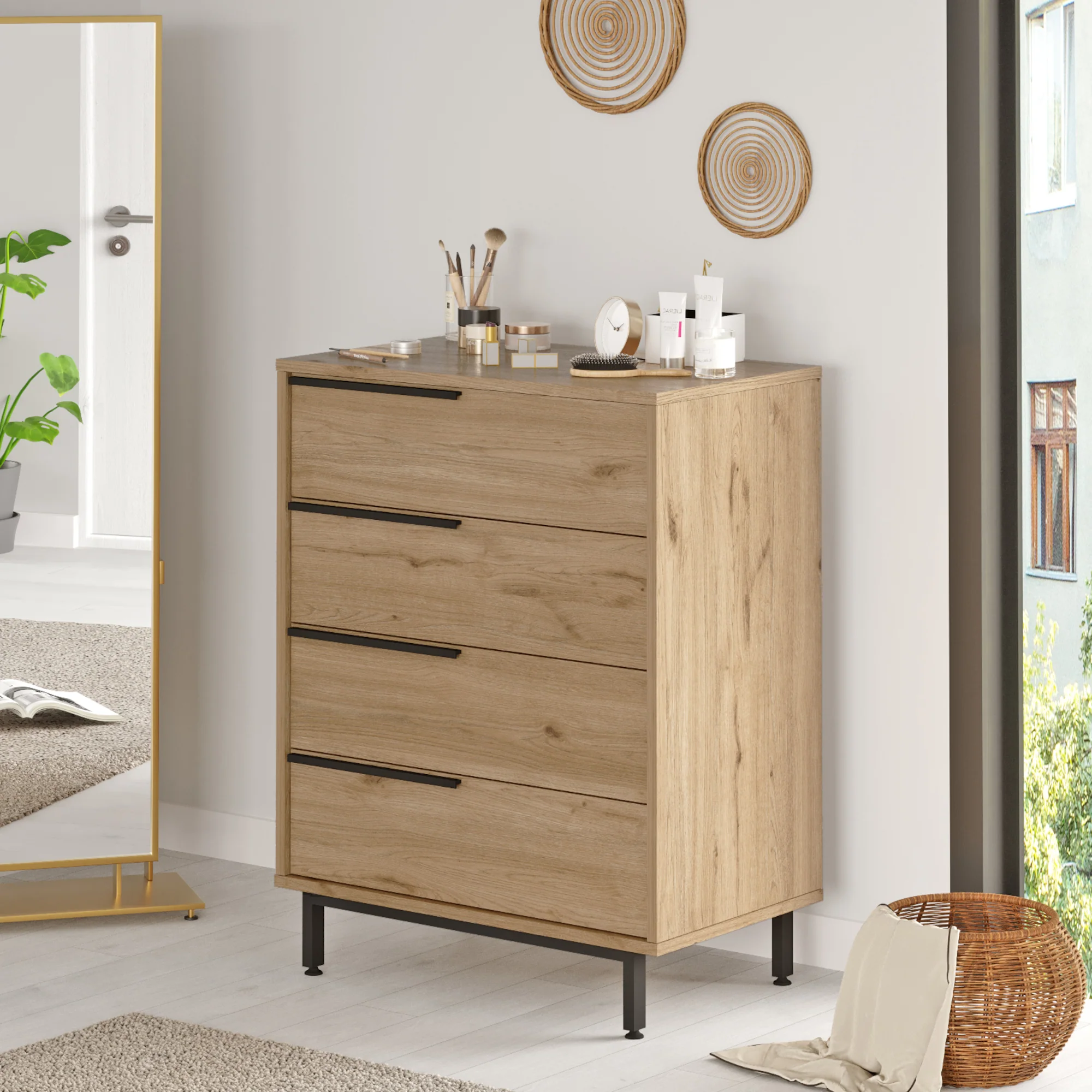 Komoda Vesanto 95x75x45 cm 4 szuflady [en.casa]