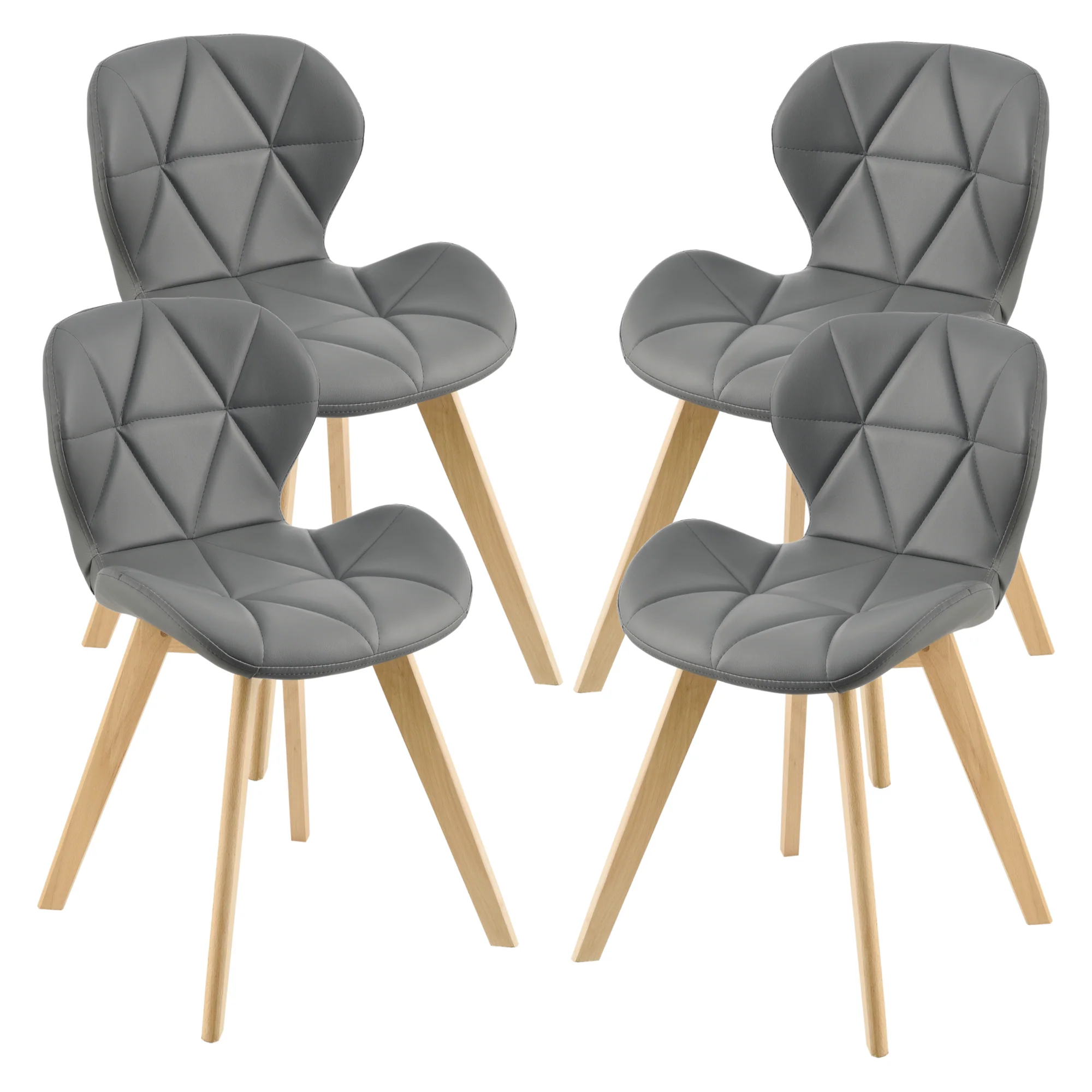 Krzesło do jadalni Älmhult zestaw 4 sztuk 78x47x52 cm imitacja skóry w różnych kolorach [en.casa] - Image 4