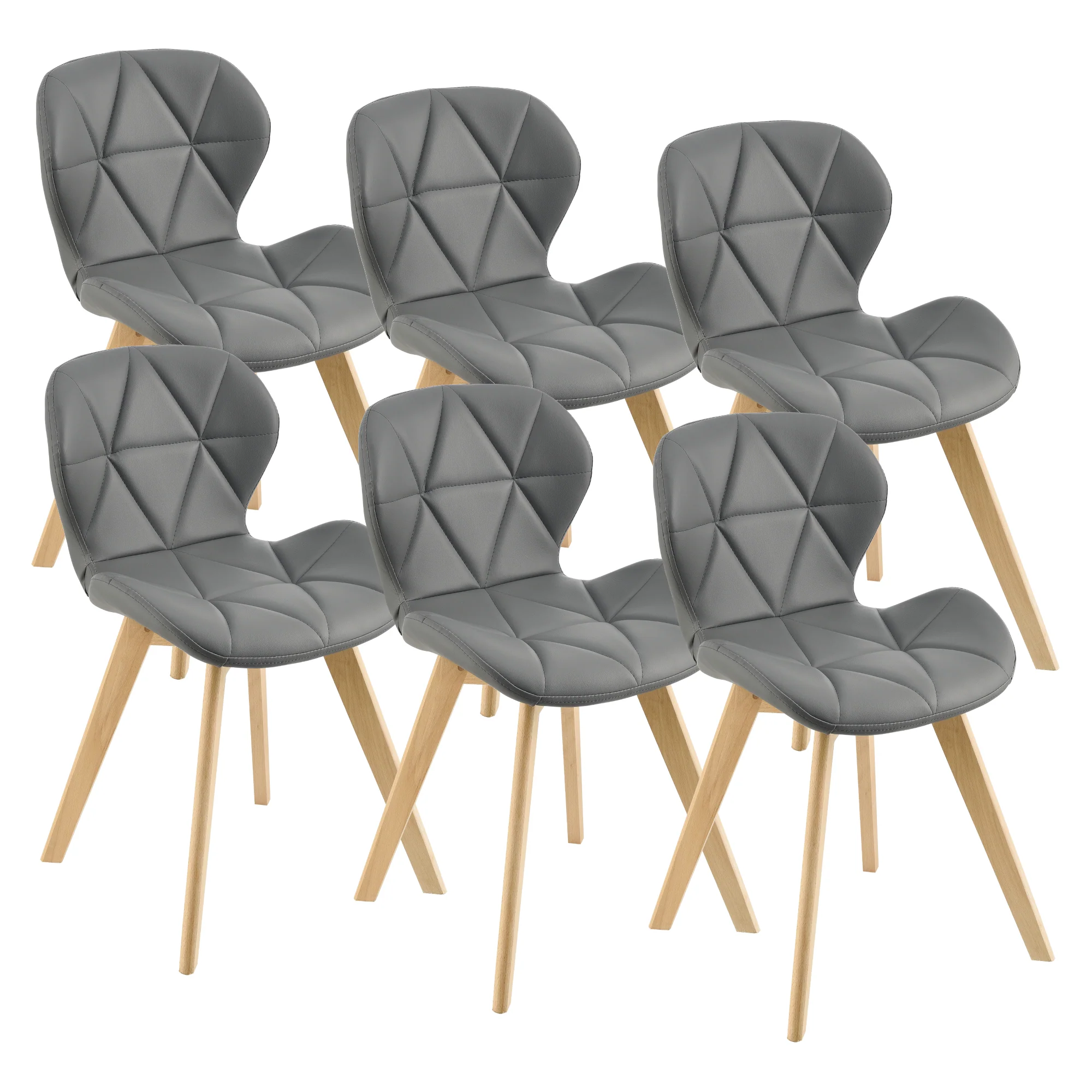 Krzesło do jadalni Älmhult zestaw 6 sztuk 78x47x52 cm imitacja skóry w różnych kolorach [en.casa] - Image 4