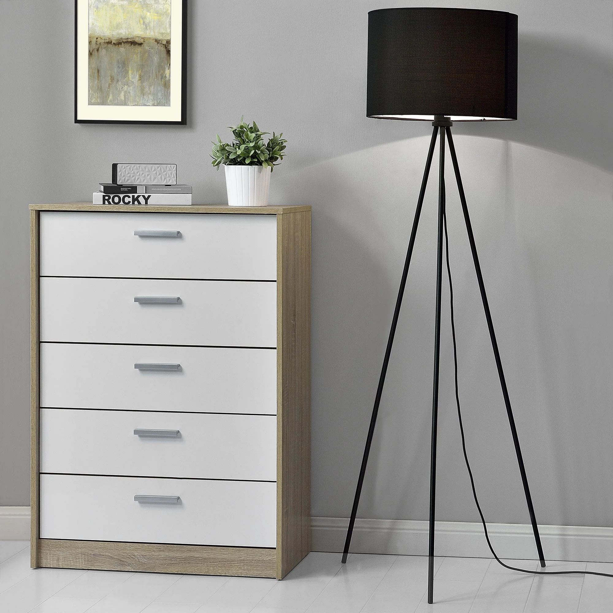 [lux.pro]® Lampa stojąca - trójkąt 1 x E27 - 40W - czarna - Image 2