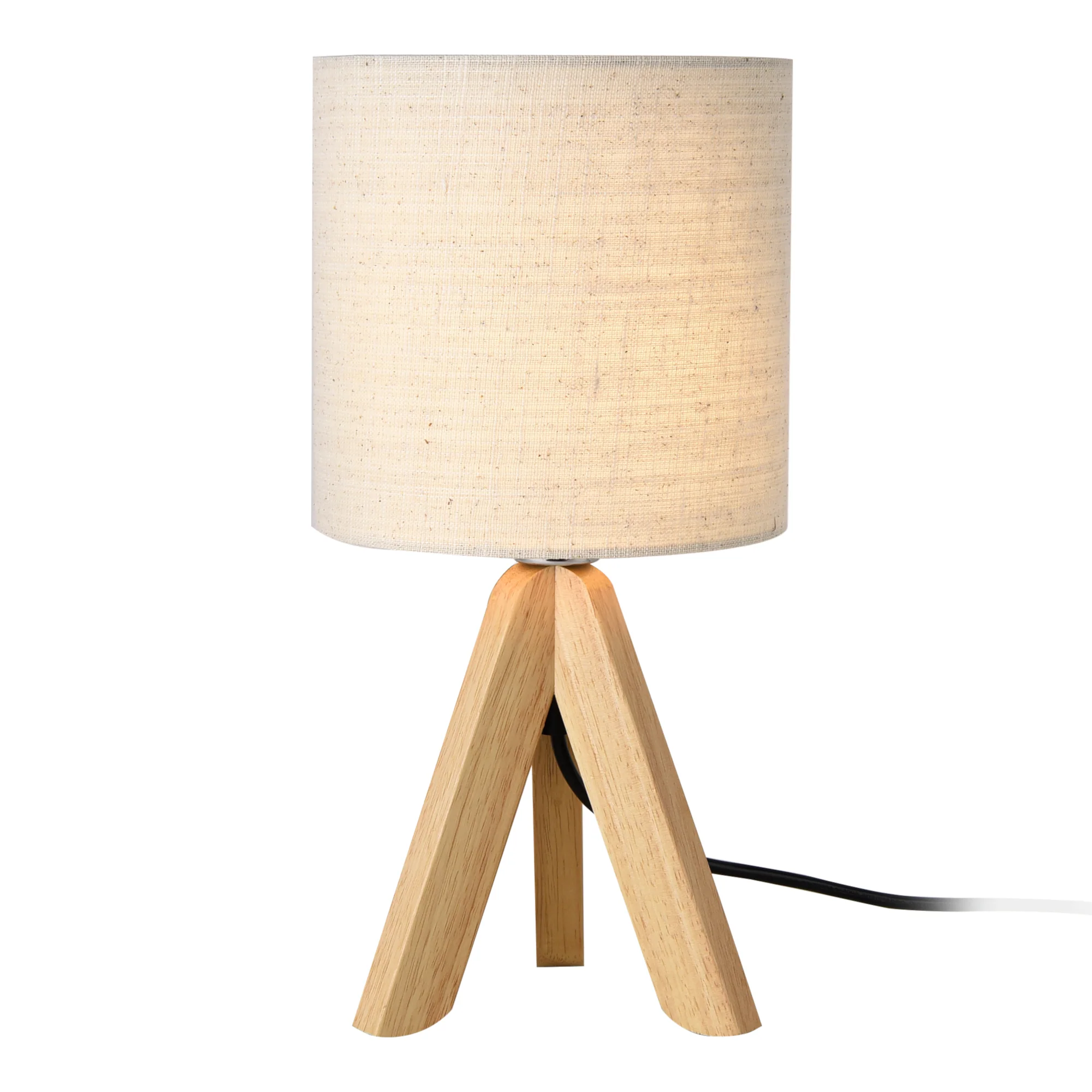 Lampa stołowa Koblenz E14 Max. 40W z drewnianymi nóżkami Beżowy lux.pro