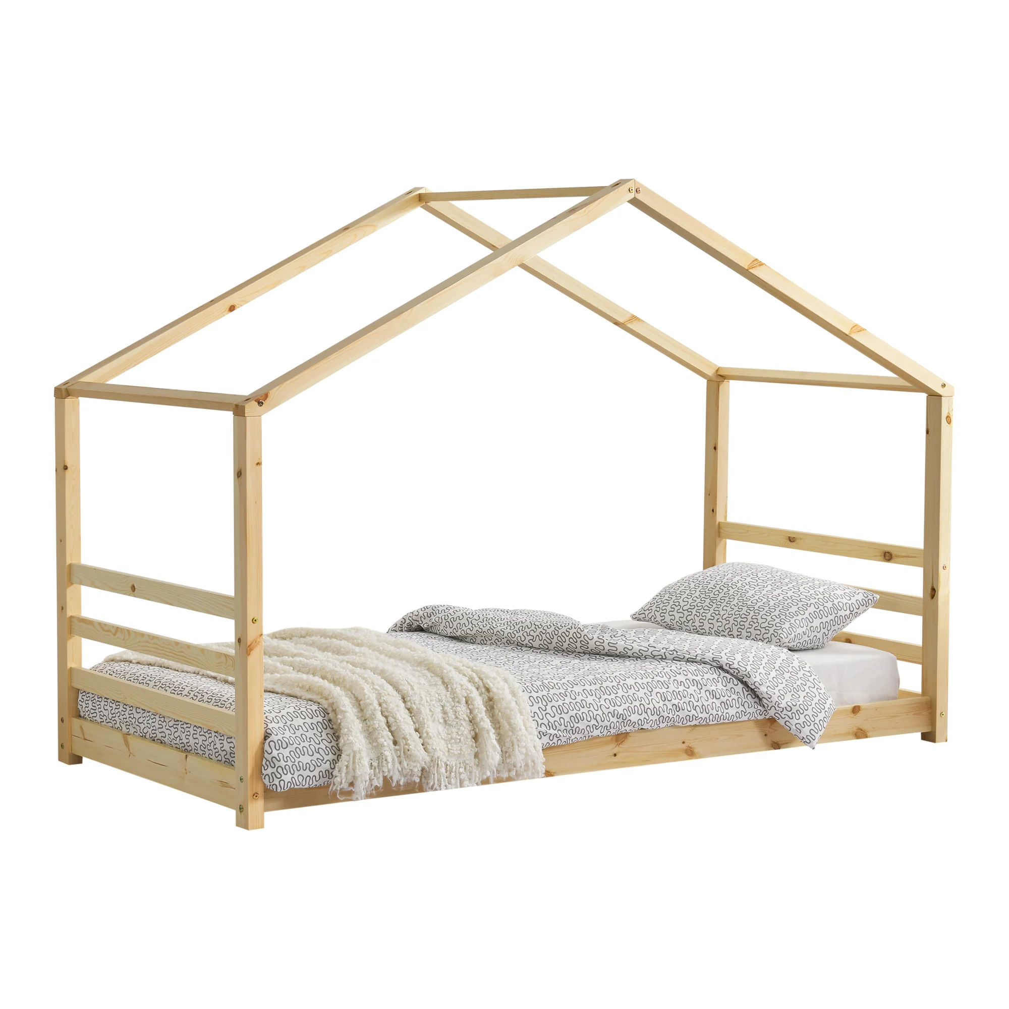 Łóżko dziecięce Vardø drewno/białe w różnych rozmiarach [en.casa] - Image 4