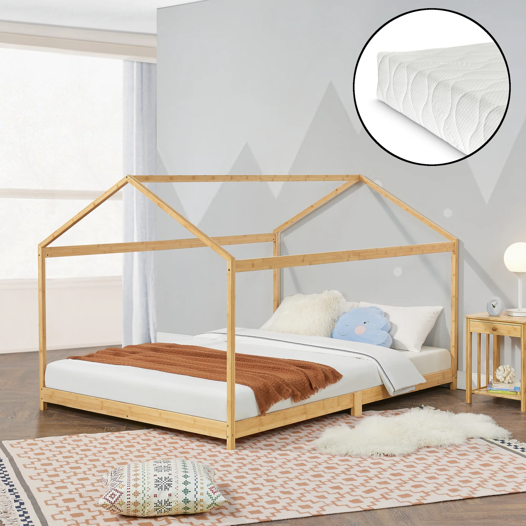 Łóżko dziecięce Vindafjord bamboo w różnych rozmiarach rozmiary + materac [en.casa] - Image 5