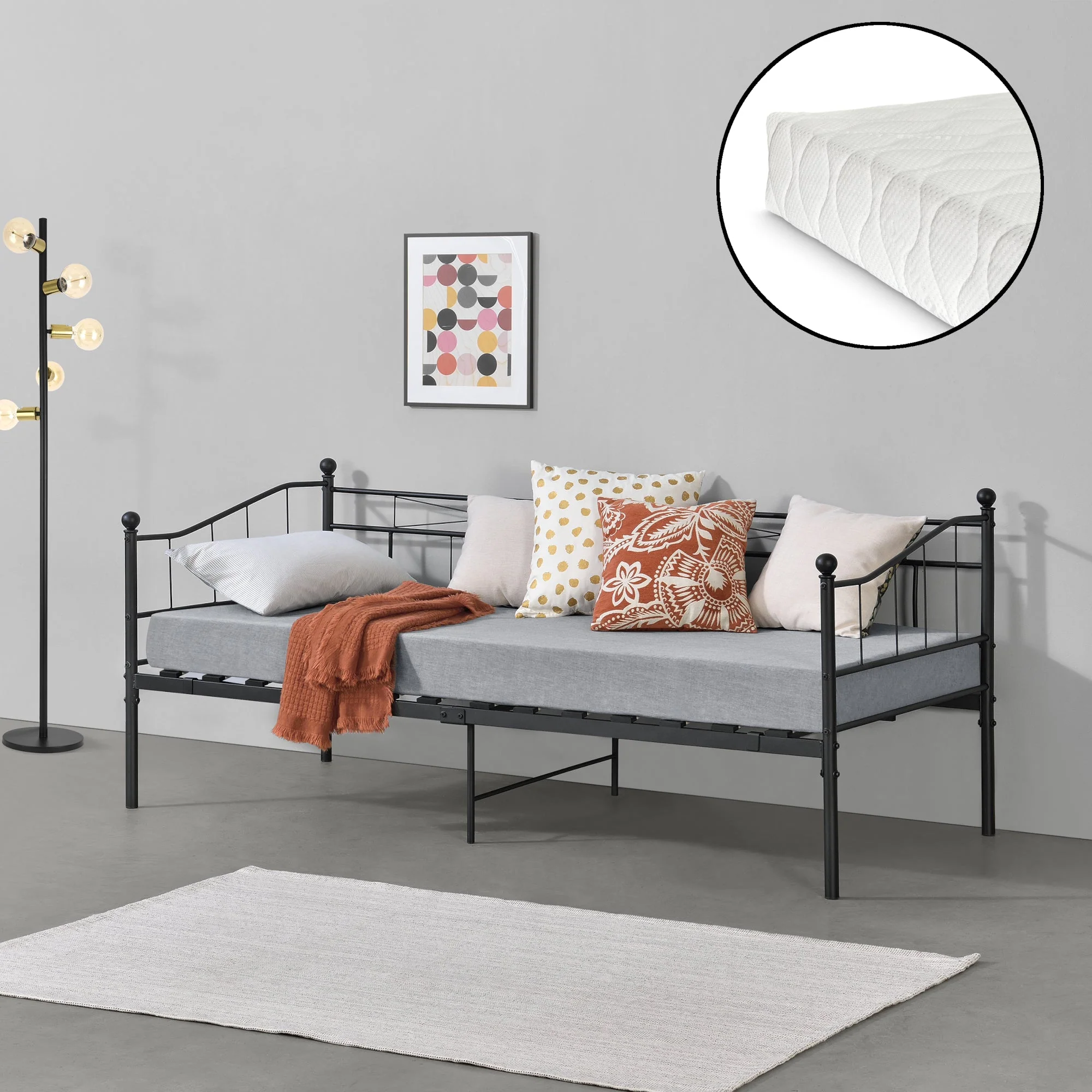 Łóżko dzienne Arjeplog 90x200cm z materacem w różnych kolorach kolory en.casa - Image 4