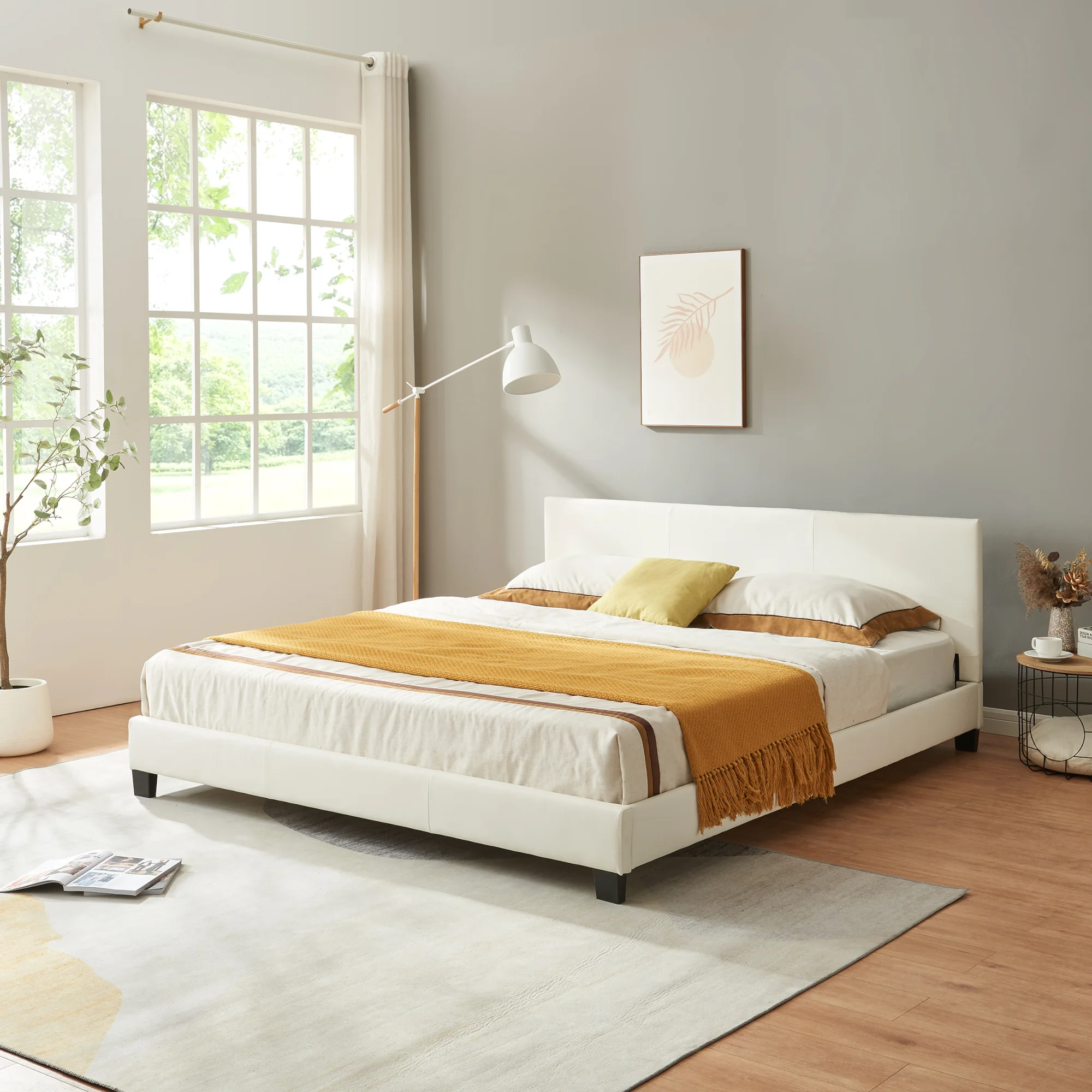 Corium® Łóżko rama tapicerowana biała 180x200 cm