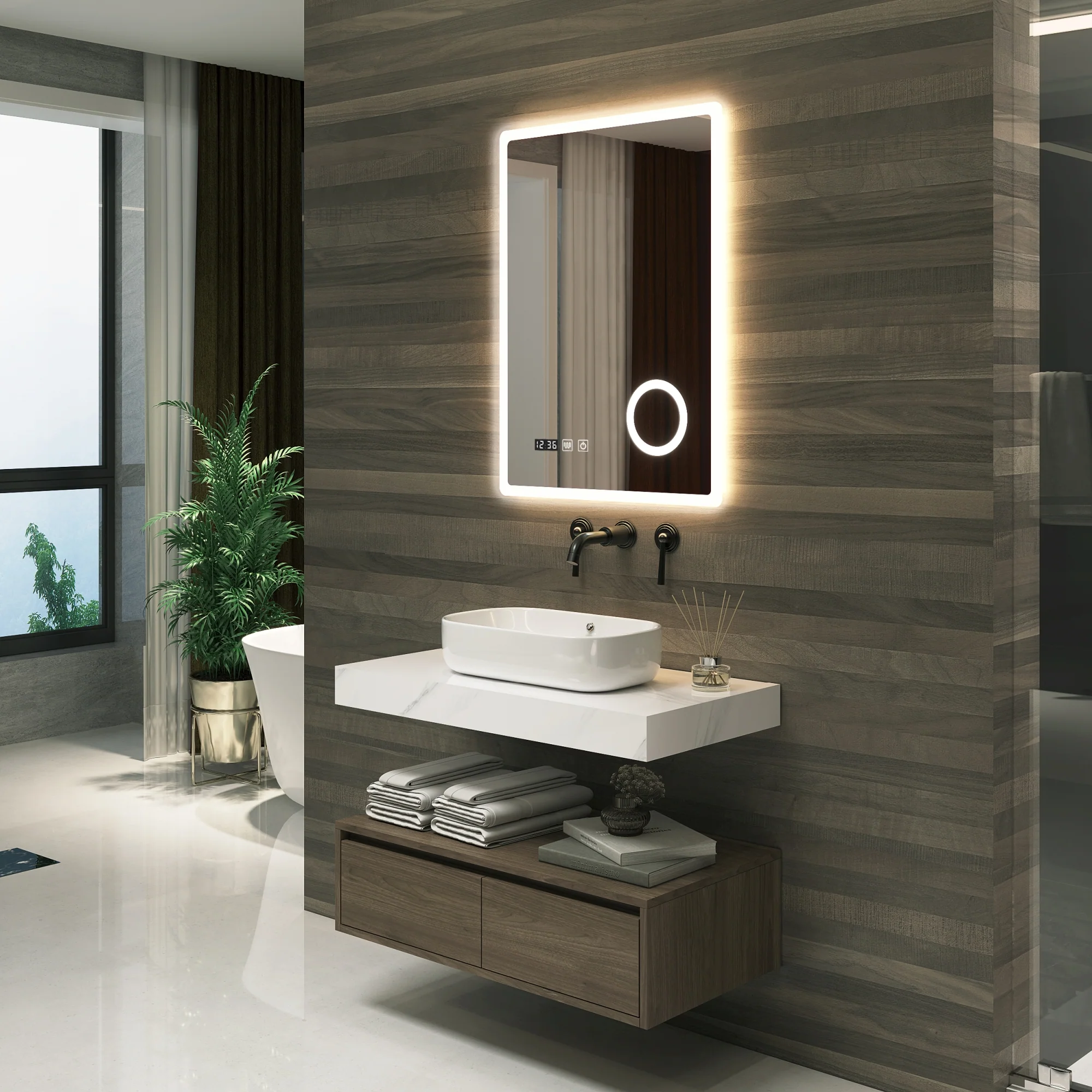 Białe lustro łazienkowe LED Racale w różnych rozmiarach rozmiary [pro.tec] - Image 3