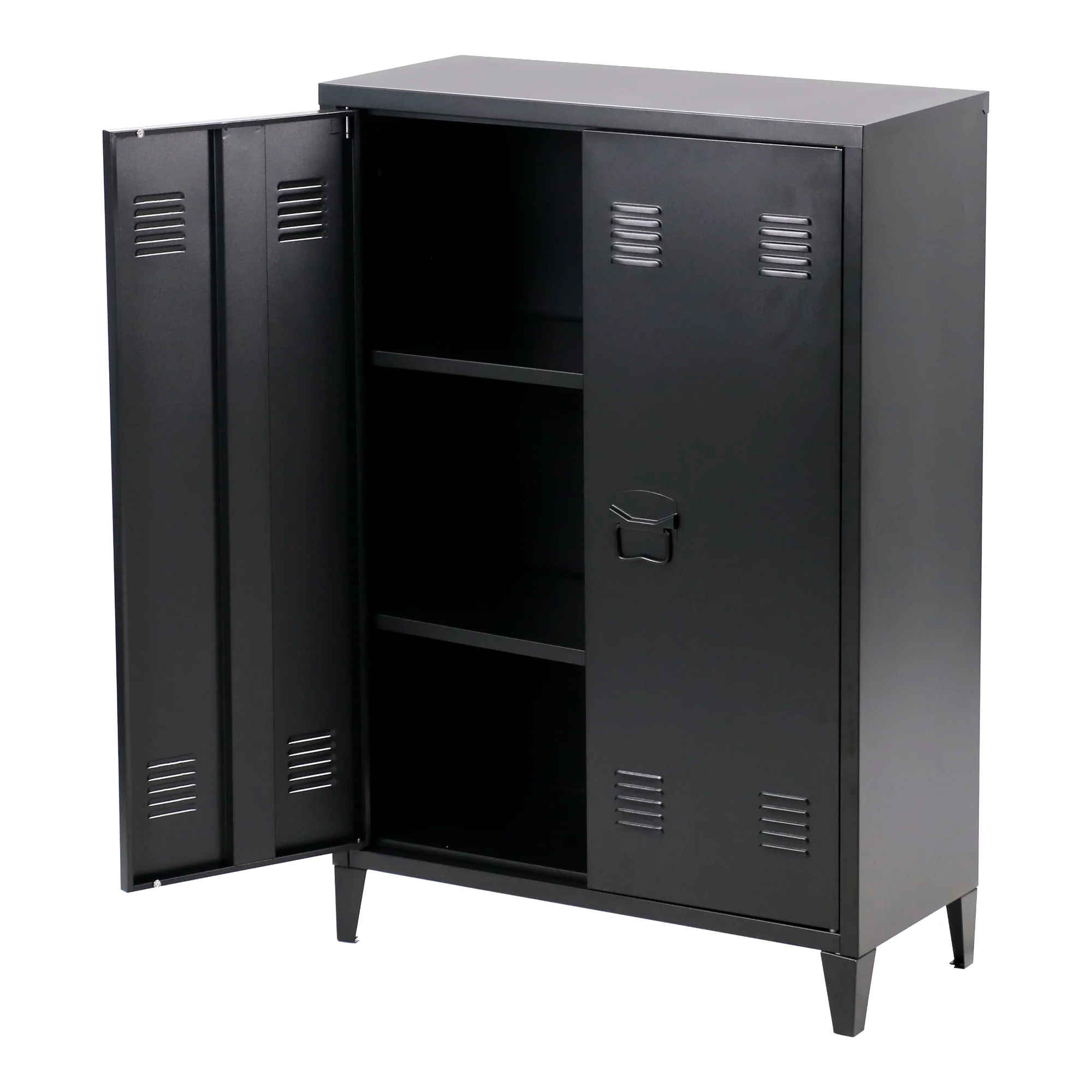 Metalowa szafka Oripää 110x75x33 cm czarna [en.casa] - Image 4