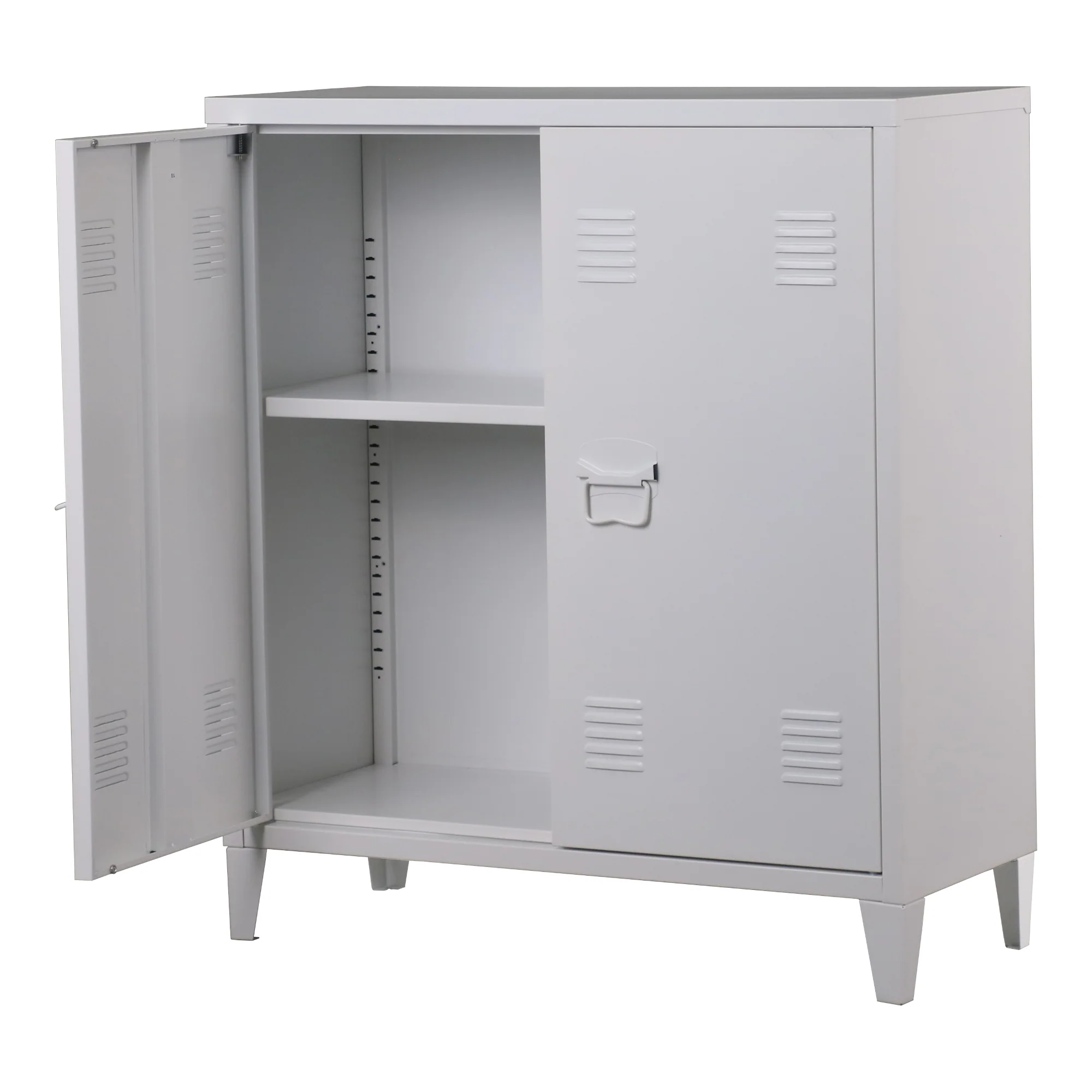Szafka metalowa Oripää 90x80x33 cm biała [en.casa] - Image 4