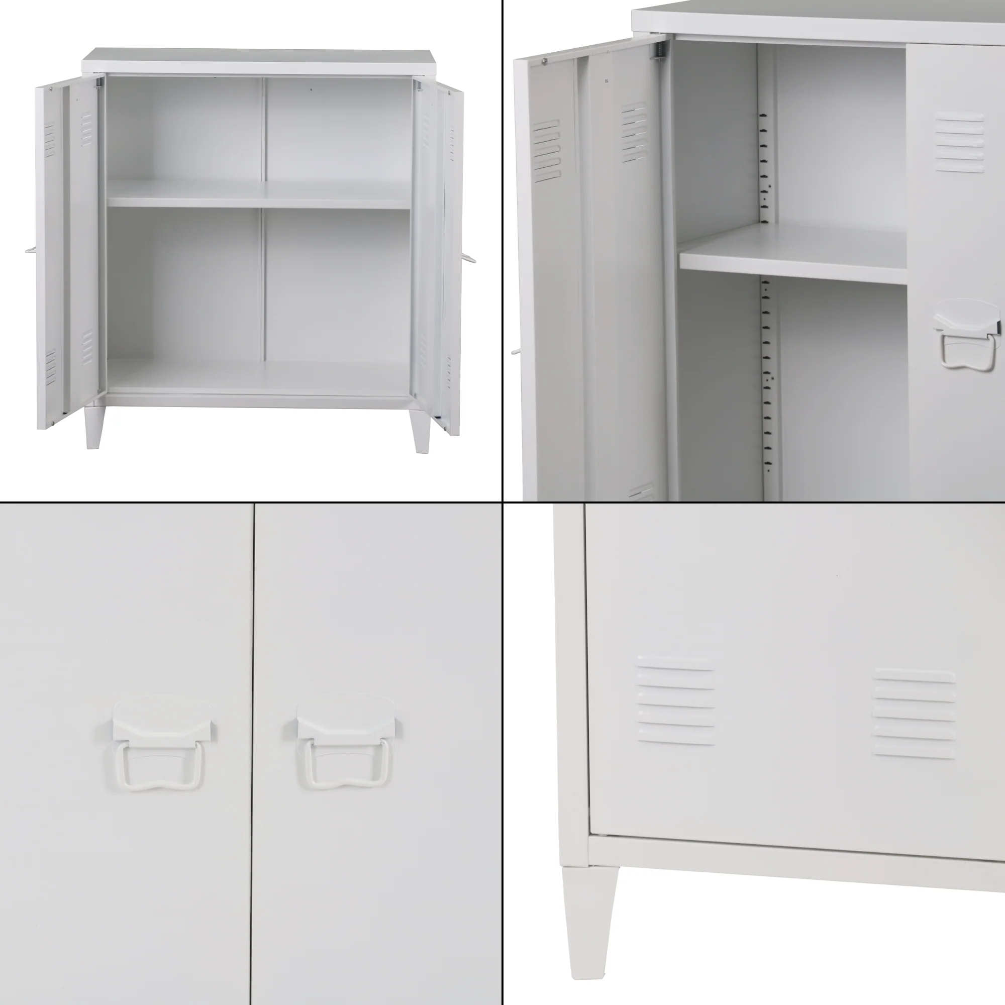 Szafka metalowa Oripää 90x80x33 cm biała [en.casa] - Image 7