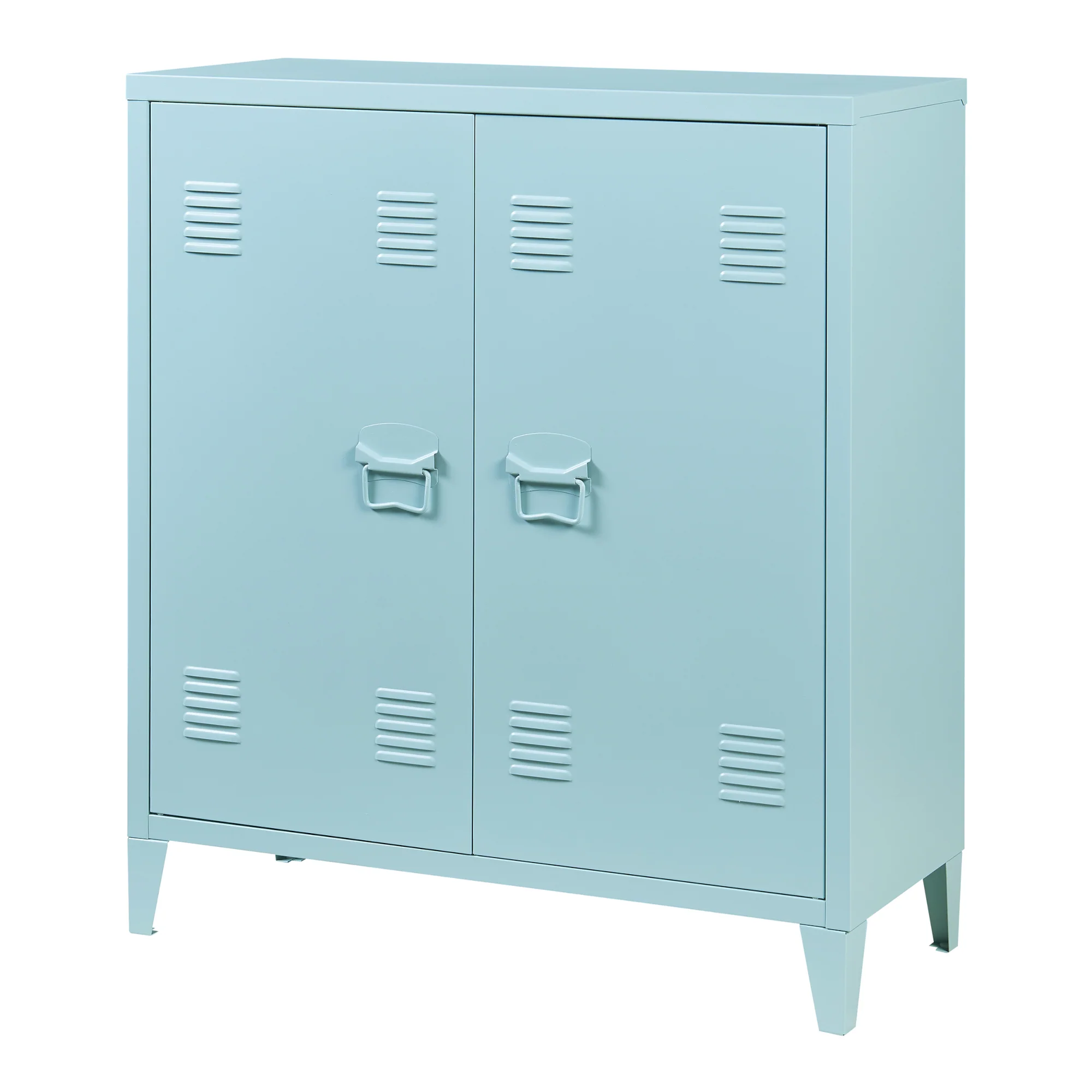 Szafka metalowa Oripää 90x80x33 cm szaroniebieska [en.casa] - Image 3