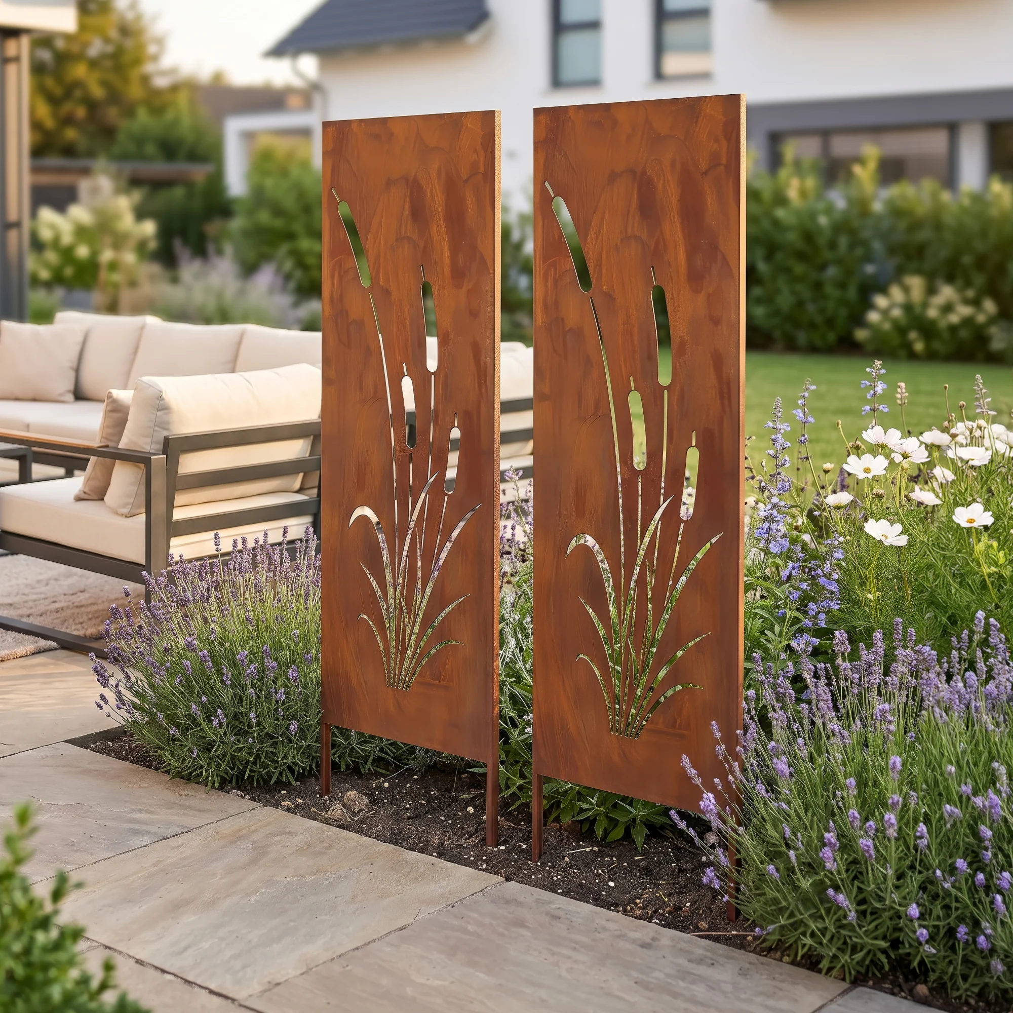 Ozdoba ogrodowa Irsina zestaw 2 szt. 160x50 cm stal corten rdza szlachetna [casa.pro] - Image 2