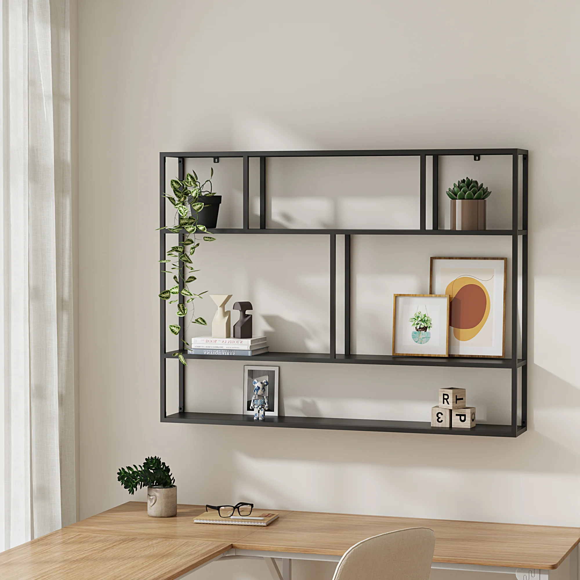 Półka ścienna Jämijärvi czarny mat [en.casa] - Image 4