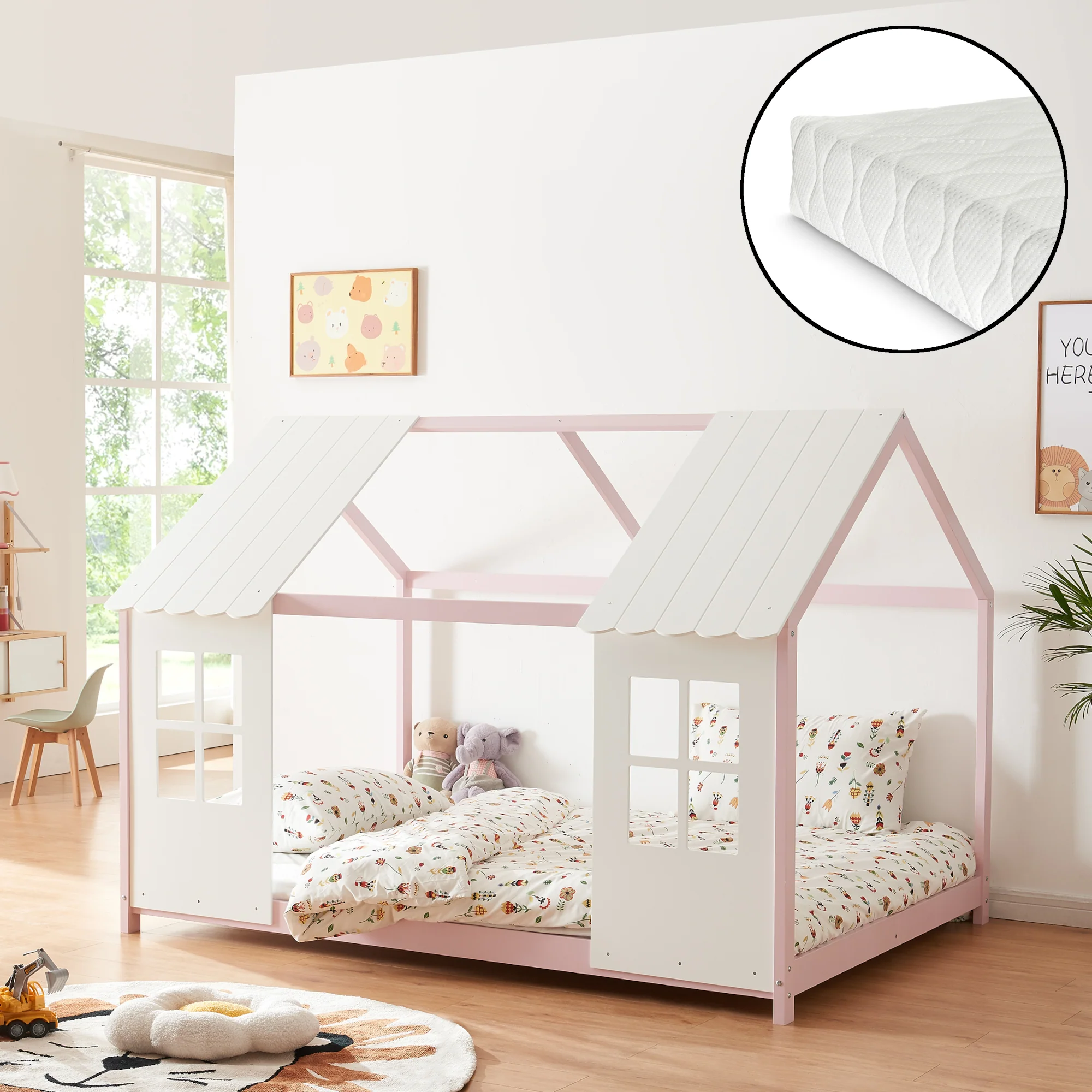 Półotwarte łóżko dziecięce Tostedt z materacem [en.casa] - Image 5