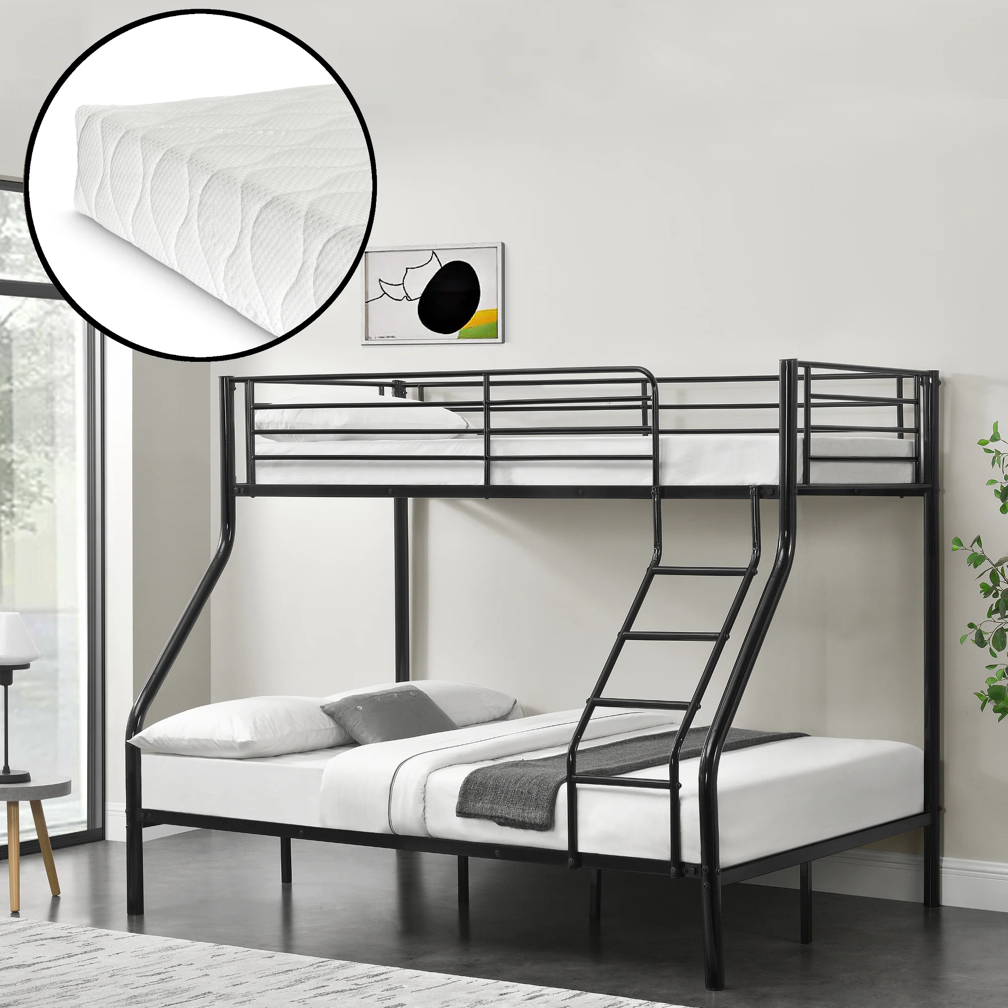 Sortland 200x140/90 cm metalowe łóżko piętrowe z materacem [neu.haus] - Image 3