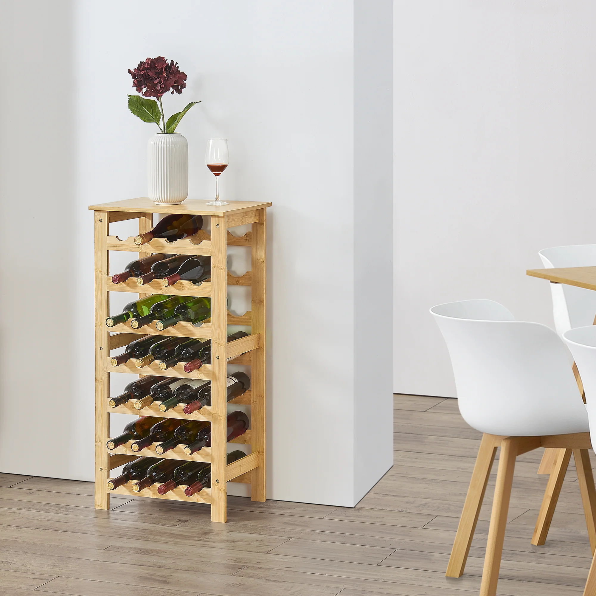 Stojak na wino Äänekoski 94x47x29 cm bambus natura [en.casa]