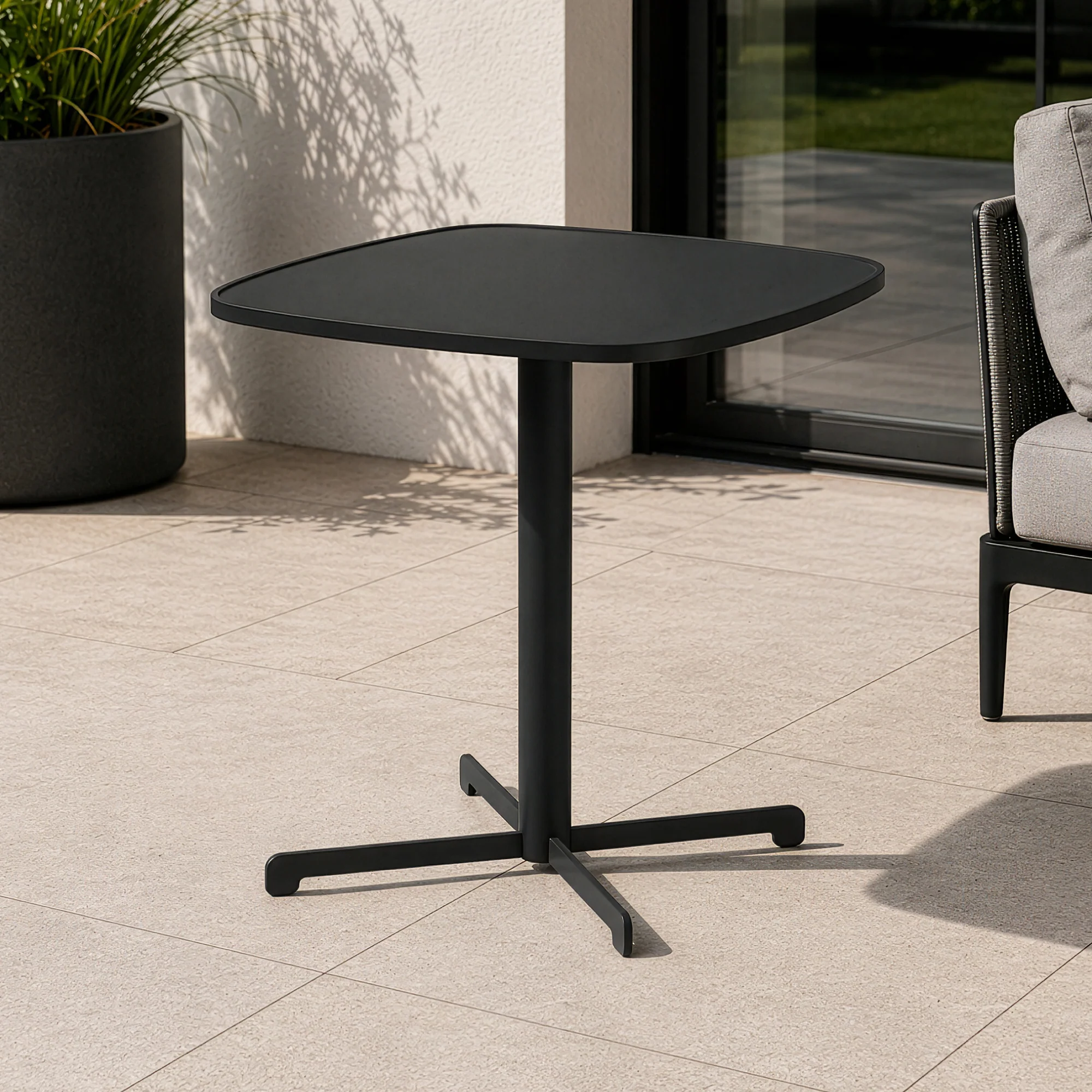Stół bistro na zewnątrz Foggia 75x70x70 cm stal antracytowa [casa.pro] - Image 2