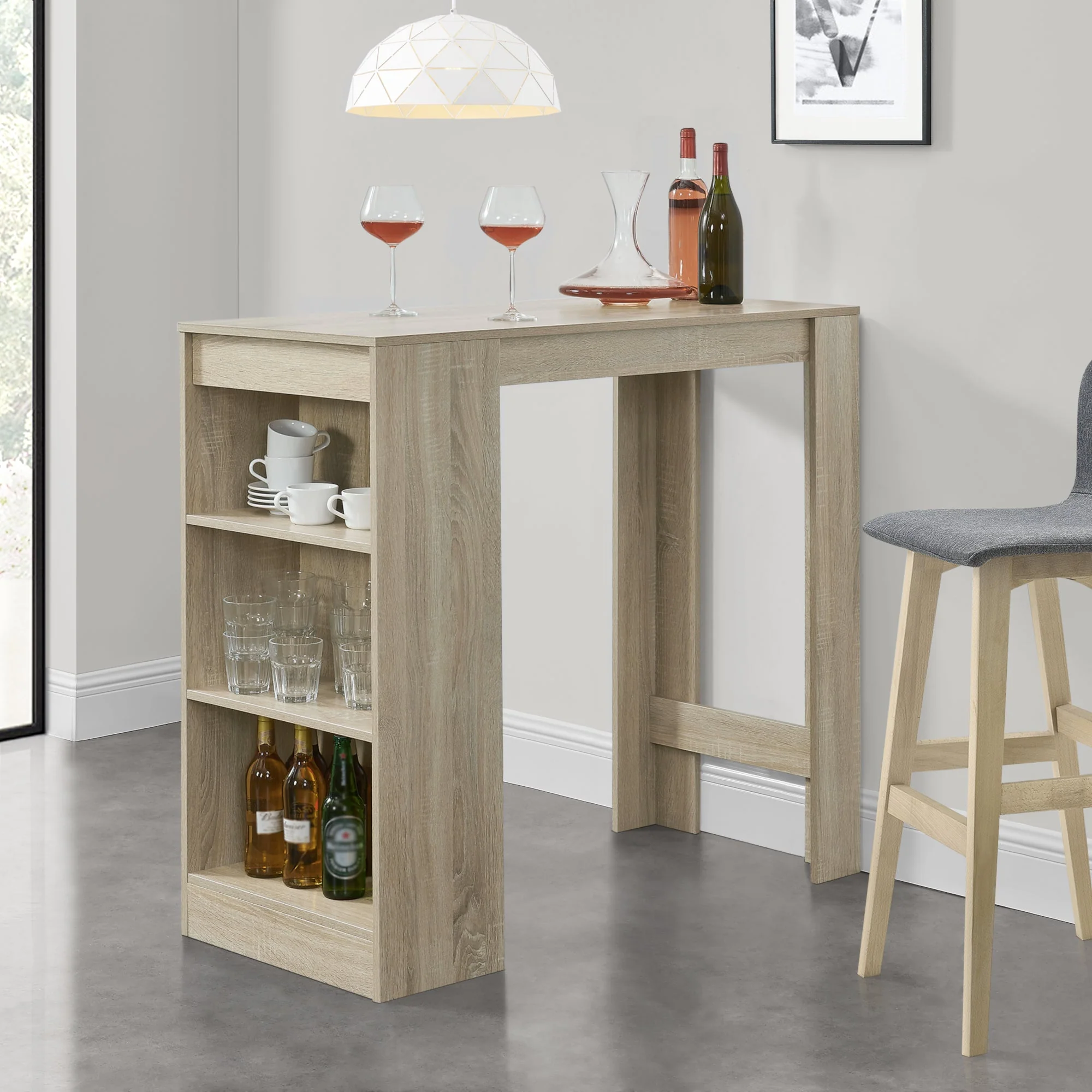 Stolik barowy Kouvola z 3 przegrodami 110x50x103 cm w różnych kolorach. kolory [en.casa] - Image 13