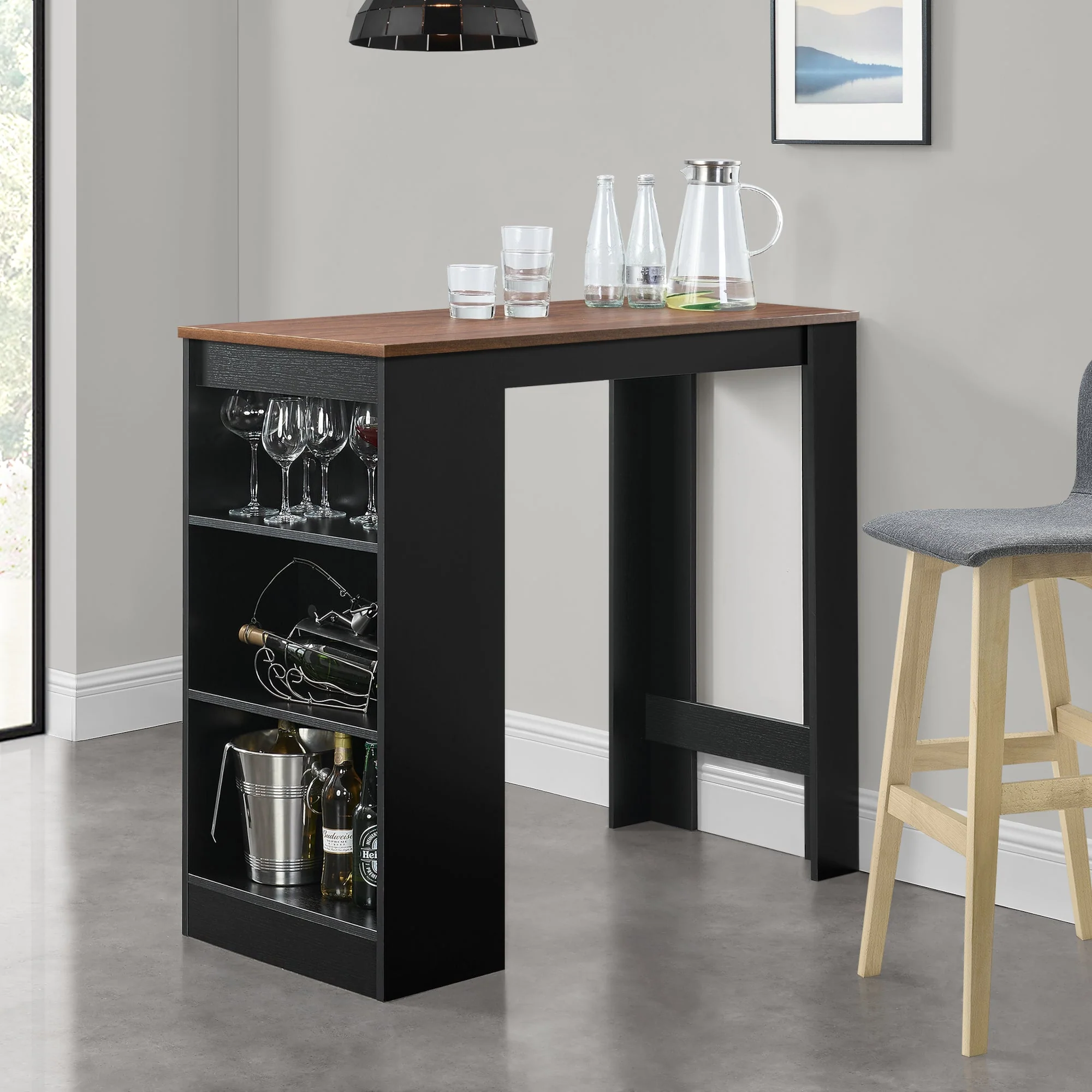 Stolik barowy Kouvola z 3 przegrodami 110x50x103 cm w różnych kolorach. kolory [en.casa] - Image 8