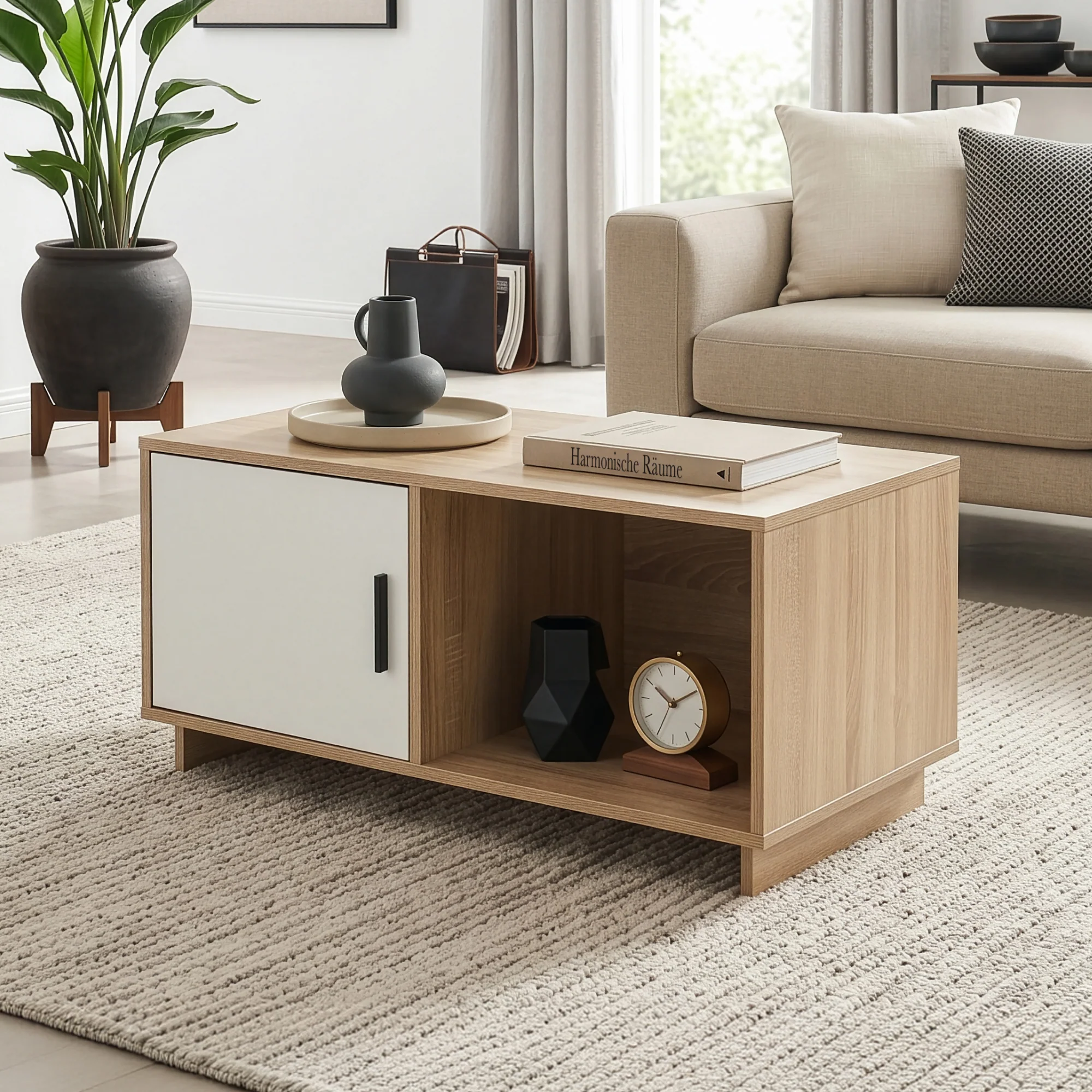 Stolik kawowy Kenta 80x45x40 cm Sonoma-dąb/ biały [en.casa] - Image 2