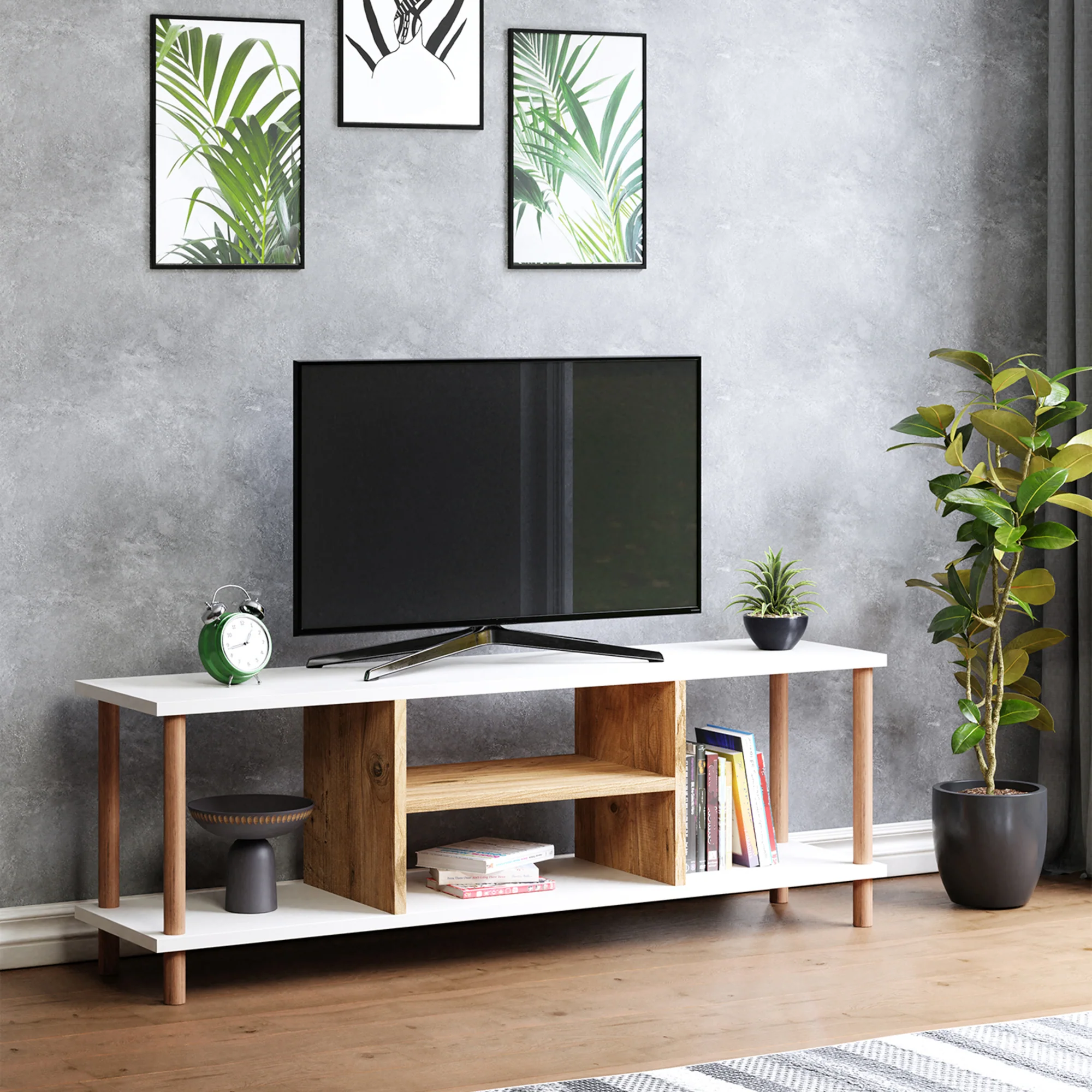 Stolik TV Ærøskøbing z 2 półkami 43x120x29 cm różne kolory kolory [en.casa] - Image 3