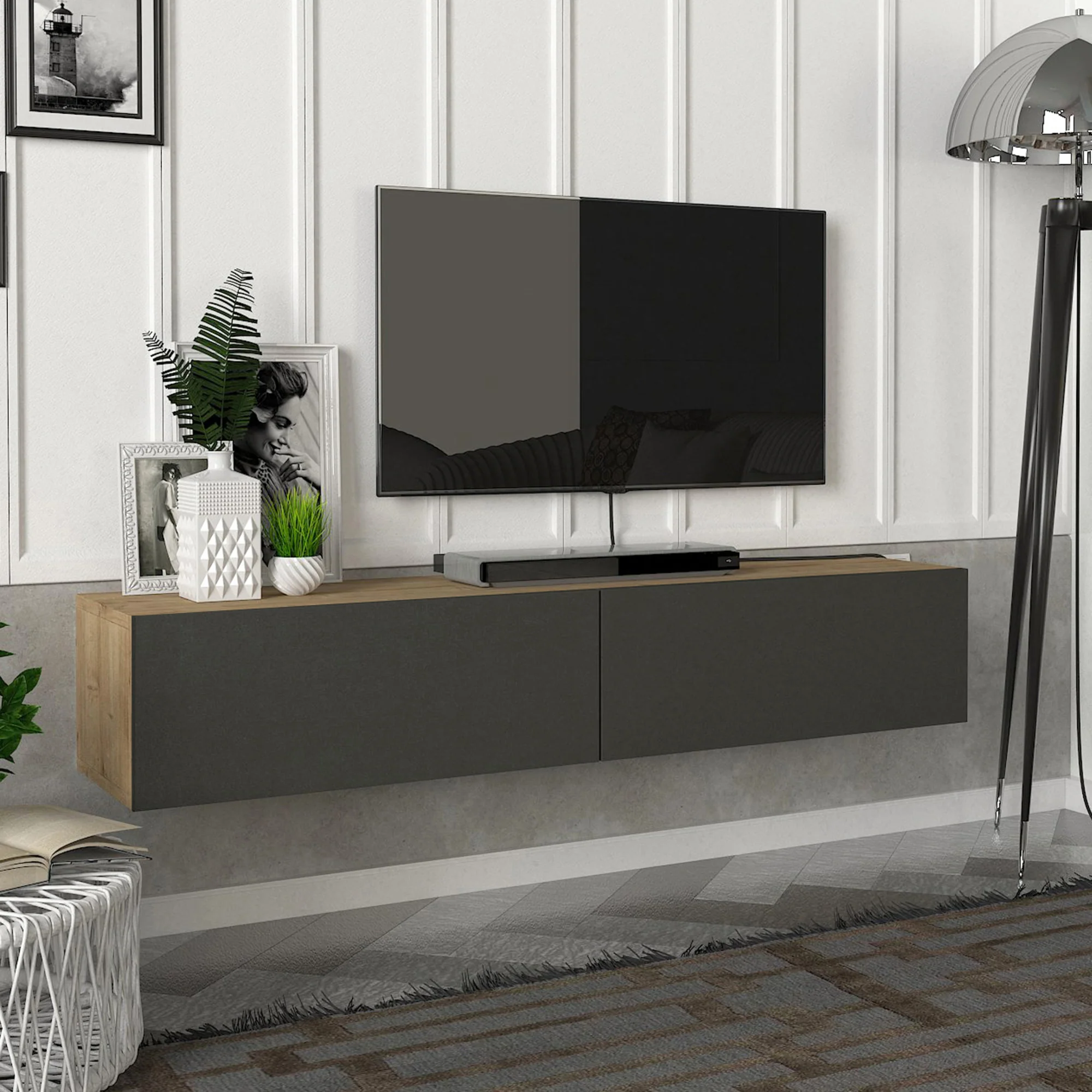 Szafka pod telewizor Toivakka 135x31x25cm w różnych kolorach. [en.casa] - Image 5