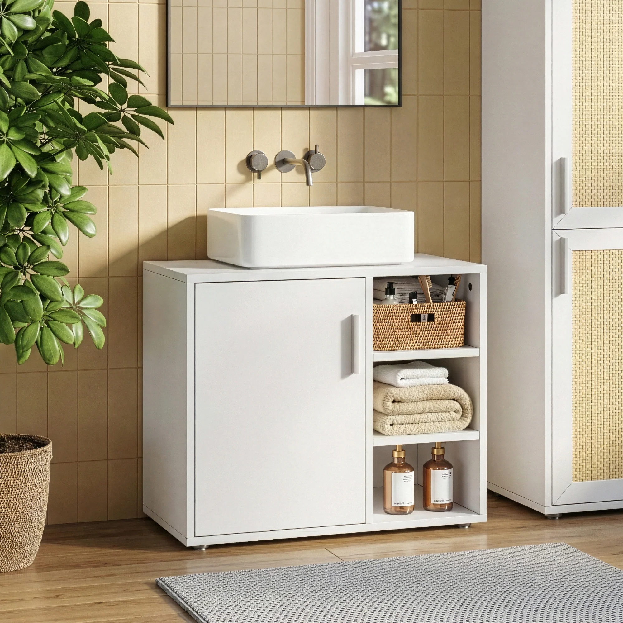 Szafka pod umywalkę Kulaik 51x60x32 cm Biała [en.casa] - Image 3