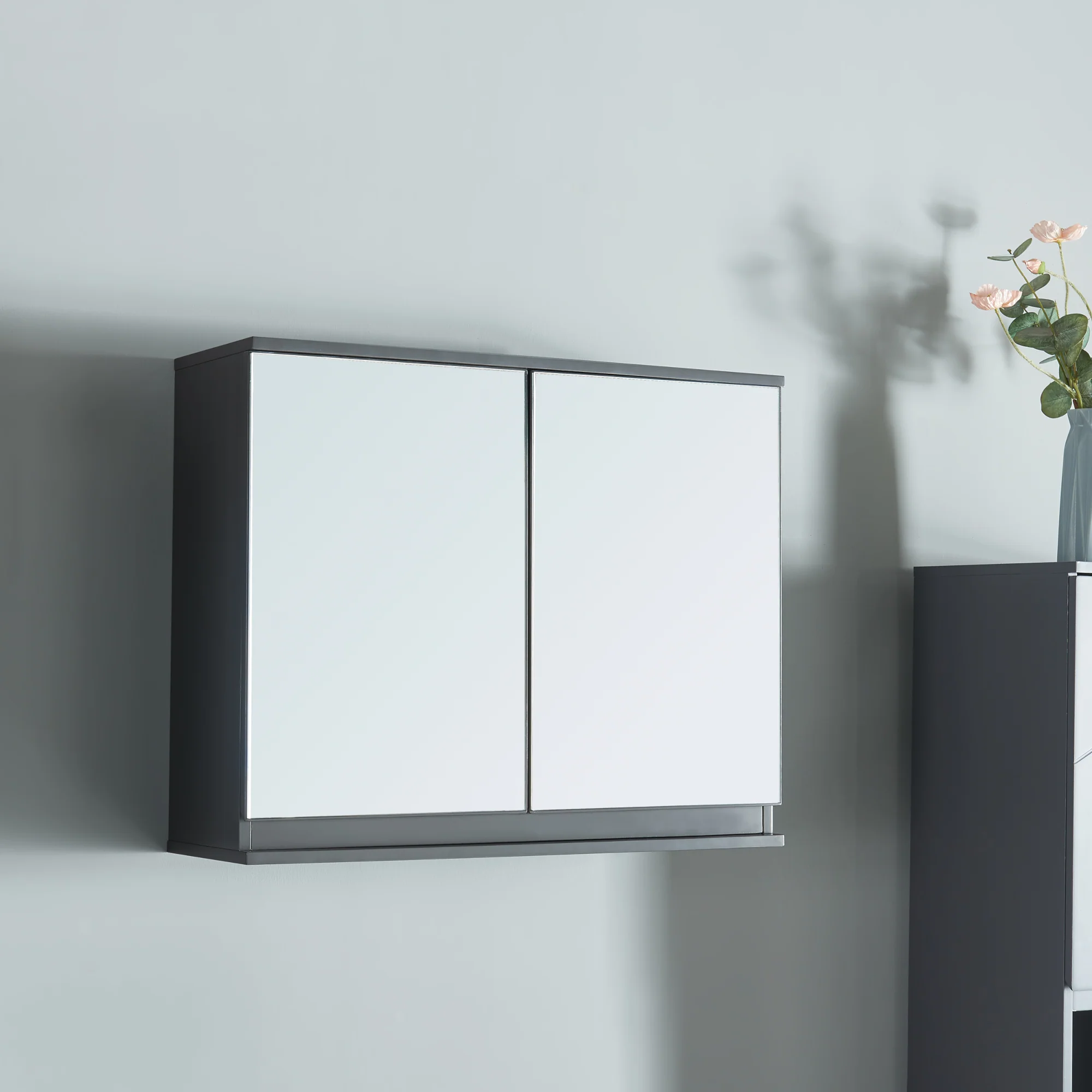 Szafka z lustrem Overath 60x20x50 cm szara [en.casa]