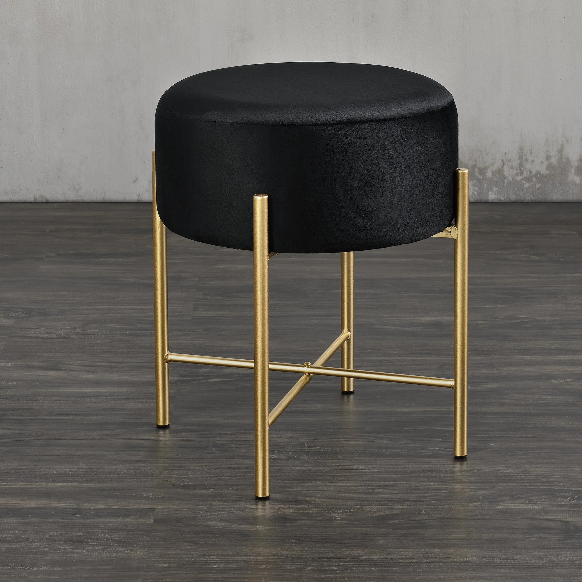 Taboret Kungälv tapicerowany do 100 kg czarny/mosiądz kolorowy [en.casa] - Image 2