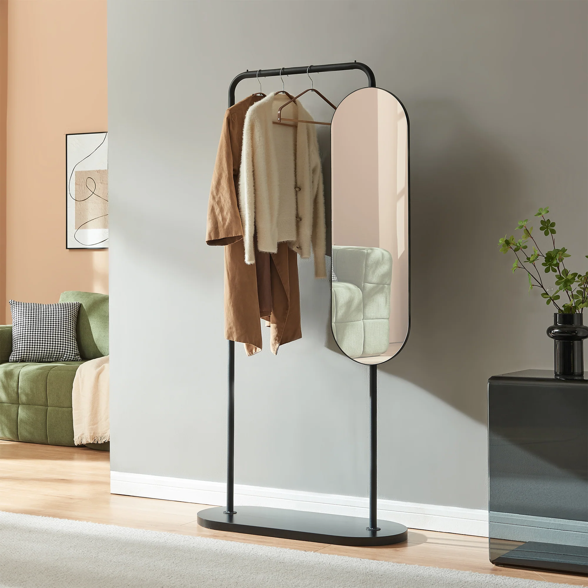 Stojak na ubrania Vamn z lustrem 167x80x35 cm [en.casa] - Image 3