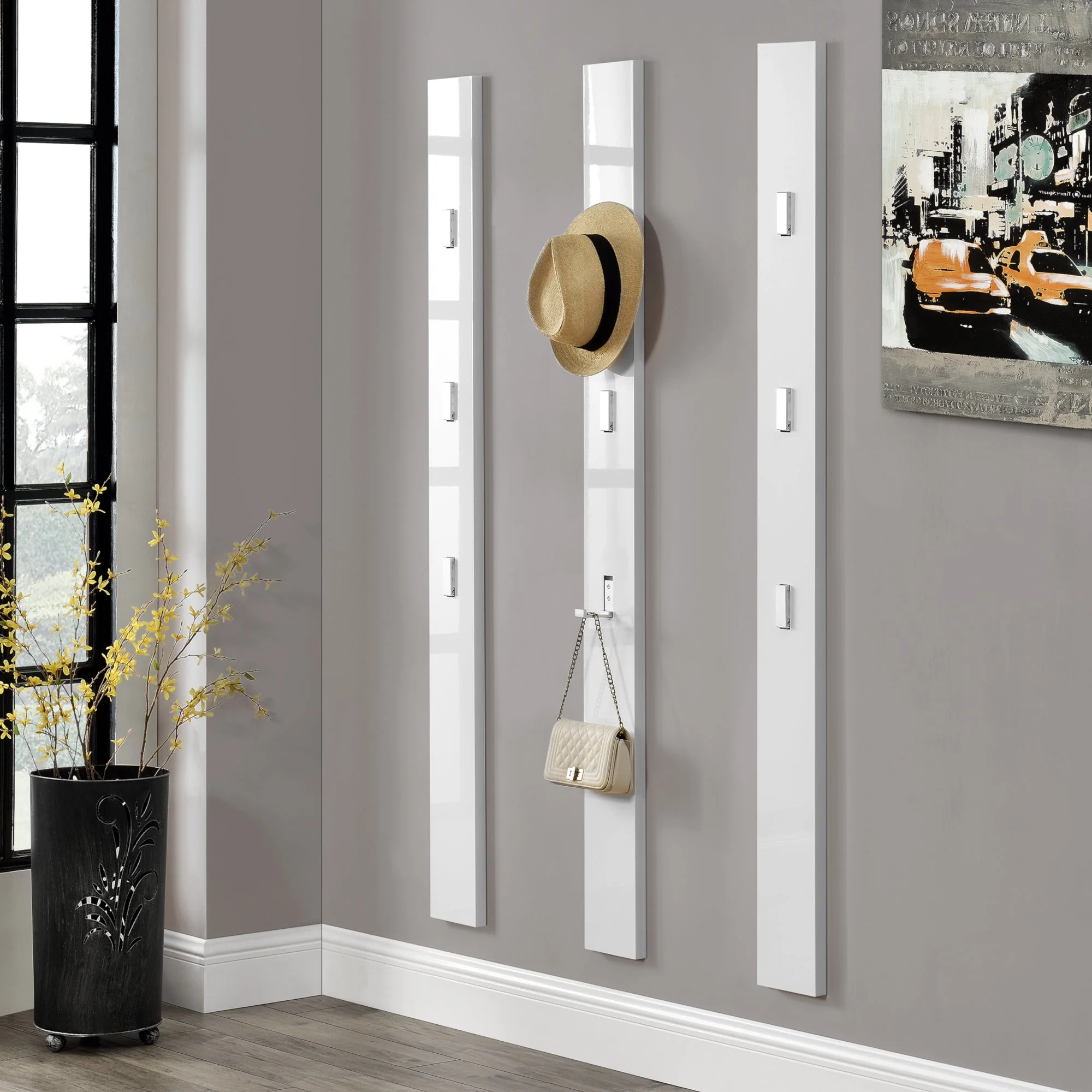Wieszak ścienny Hansnes z 3 składanymi haczykami 165 cm w różnych kolorach [en.casa] - Image 6