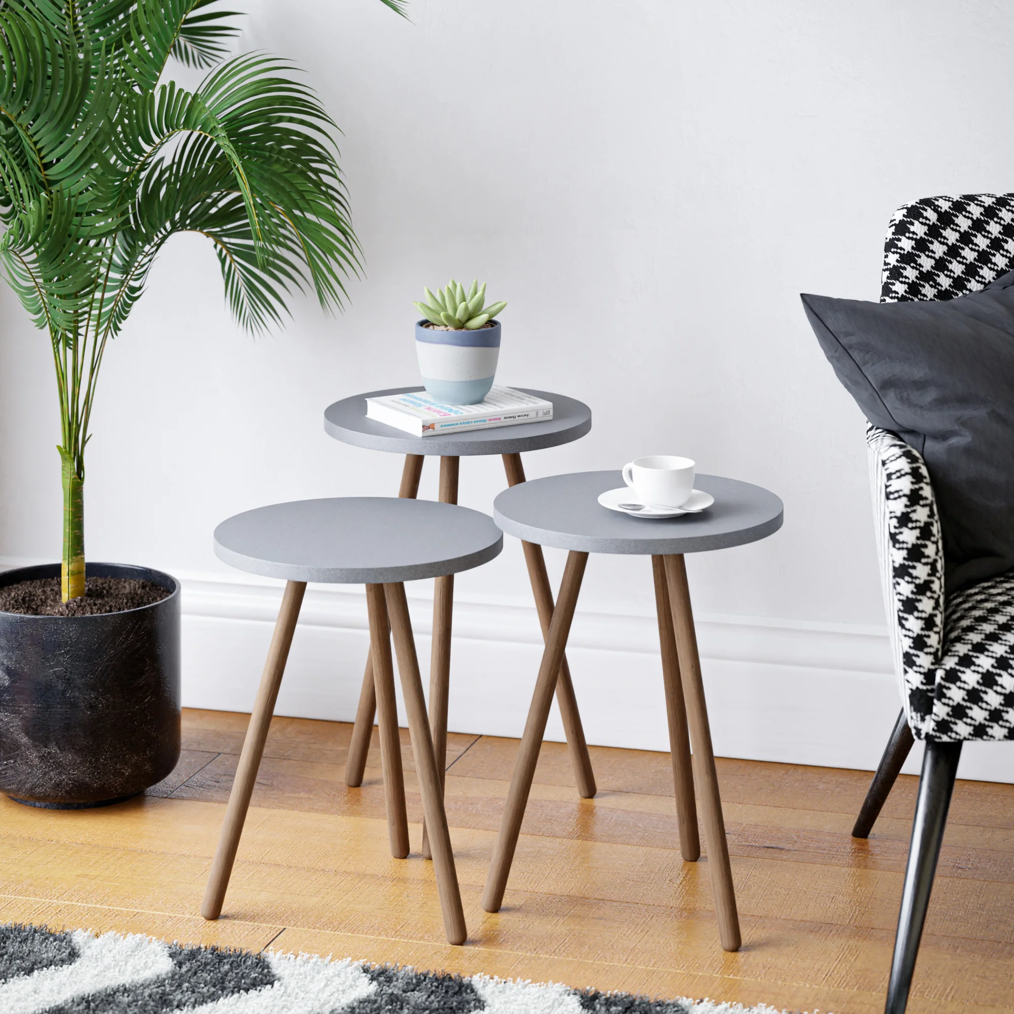 Zestaw 3 stolików Hjørring okrągłe 49 x Ø34 cm różne kolory kolory [en.casa] - Image 3