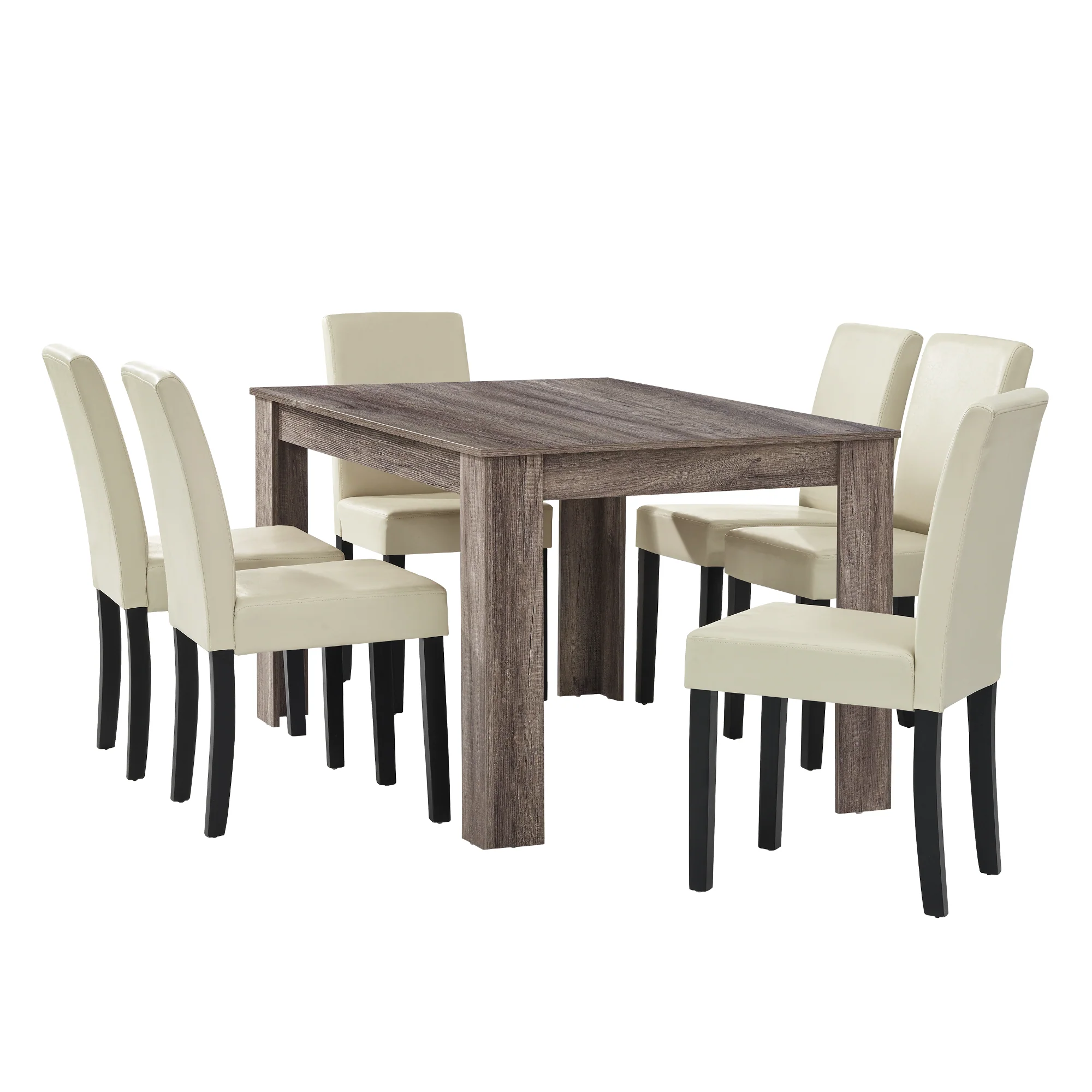 [en.casa]® Stół MDF 140x90 cm + miękkie krzesło 6 szt. (różne kolory) - Image 23