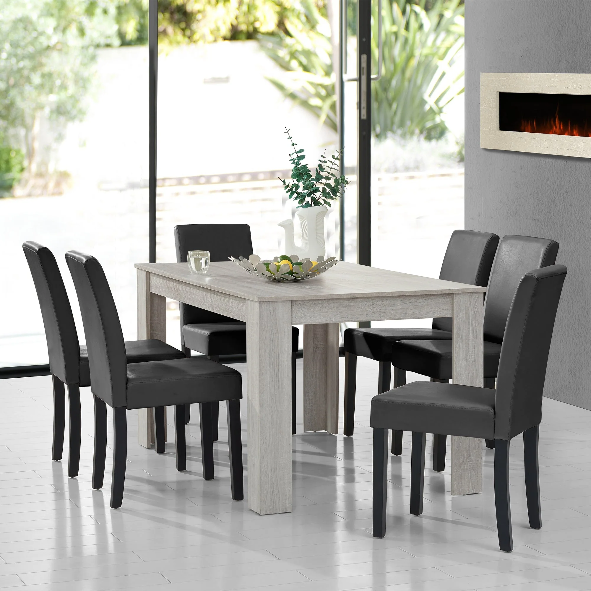 [en.casa]® Stół MDF 140x90 cm + miękkie krzesło 6 szt. (różne kolory) - Image 34