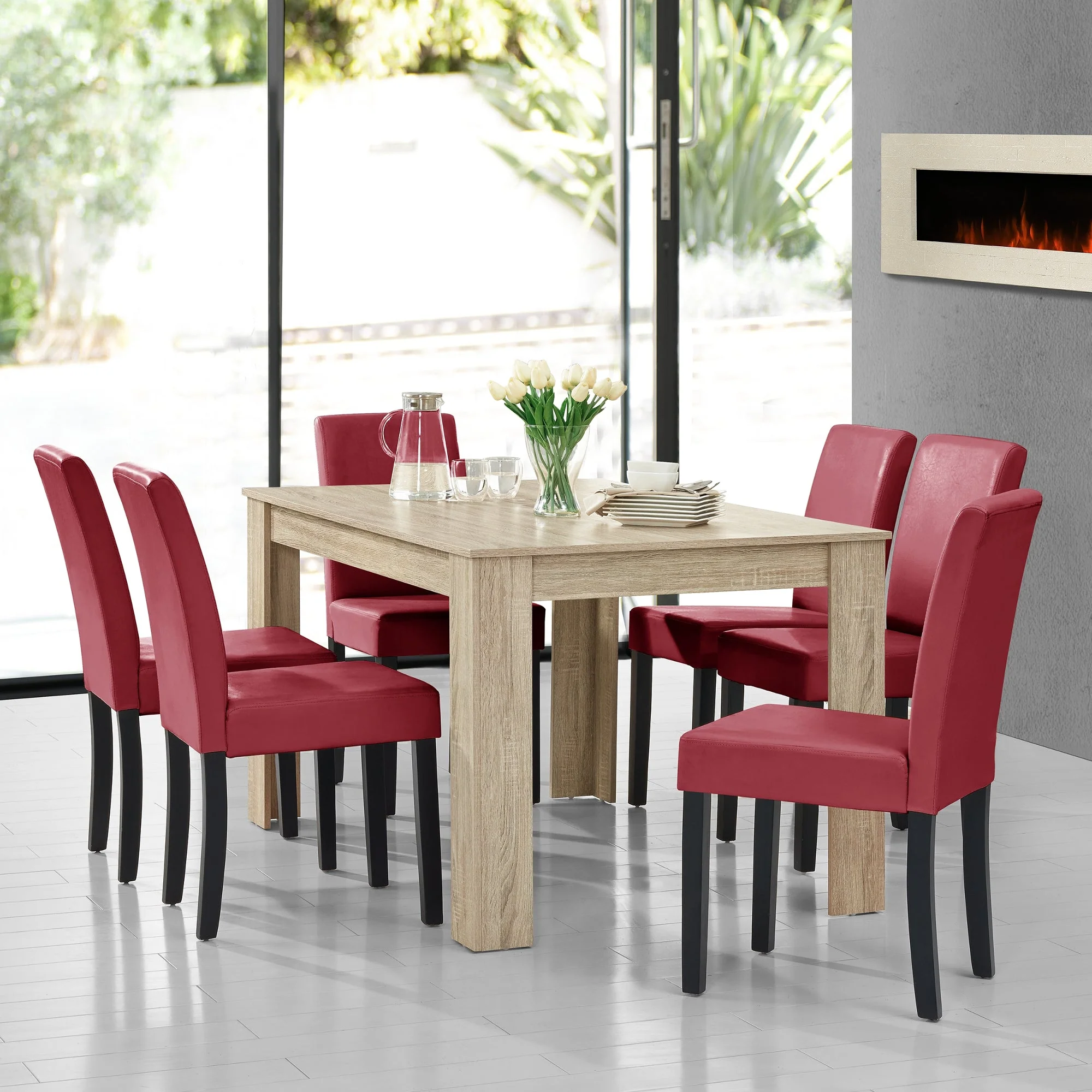 [en.casa]® Stół MDF 140x90 cm + miękkie krzesło 6 szt. (różne kolory) - Image 39