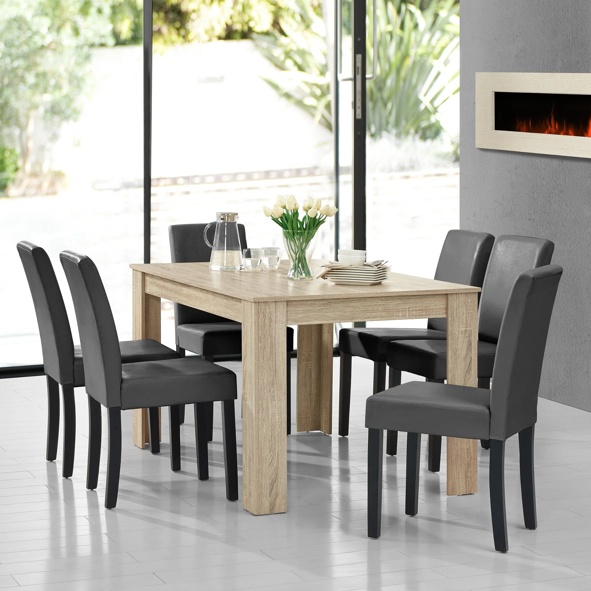 [en.casa]® Stół MDF 140x90 cm + miękkie krzesło 6 szt. (różne kolory) - Image 40