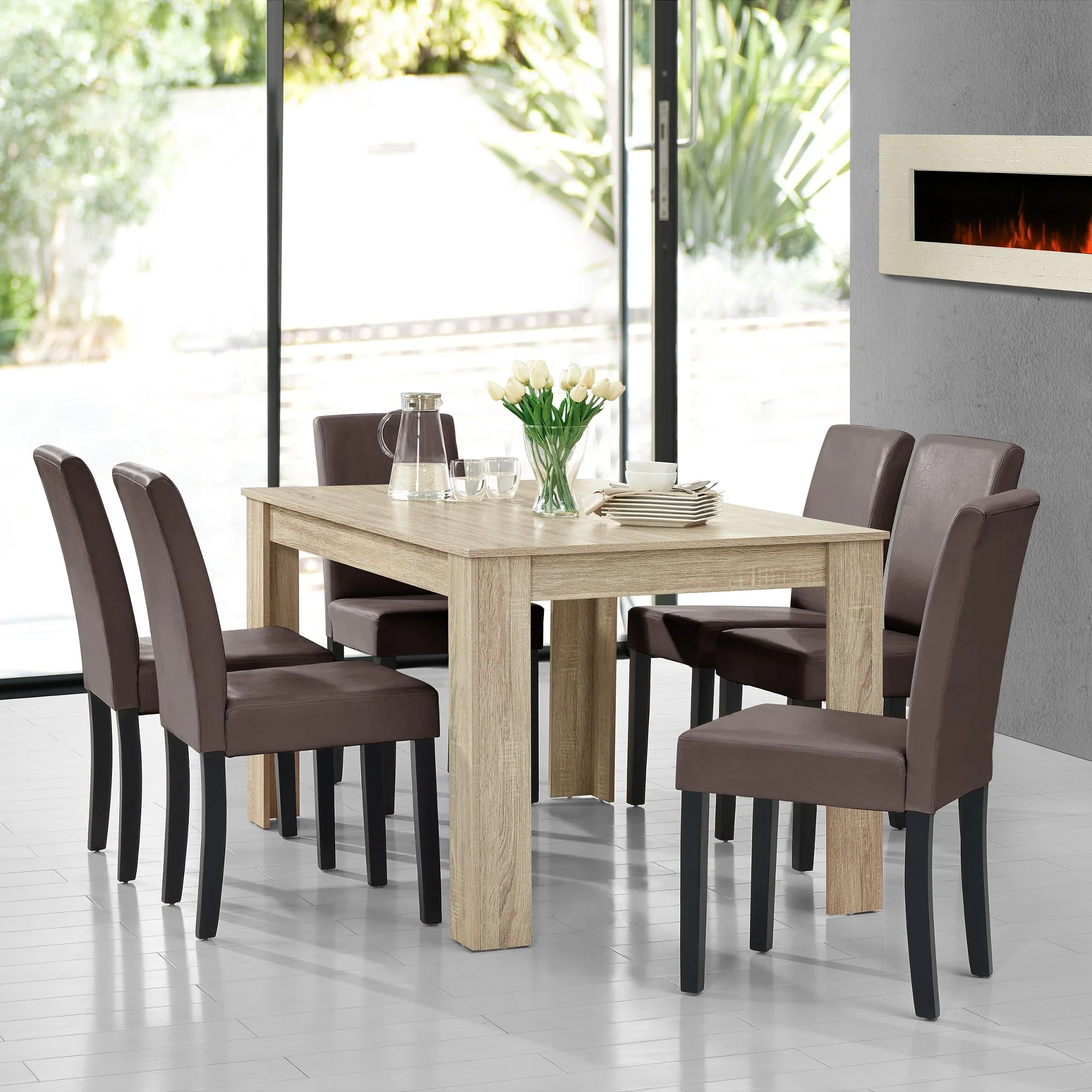 [en.casa]® Stół MDF 140x90 cm + miękkie krzesło 6 szt. (różne kolory) - Image 42