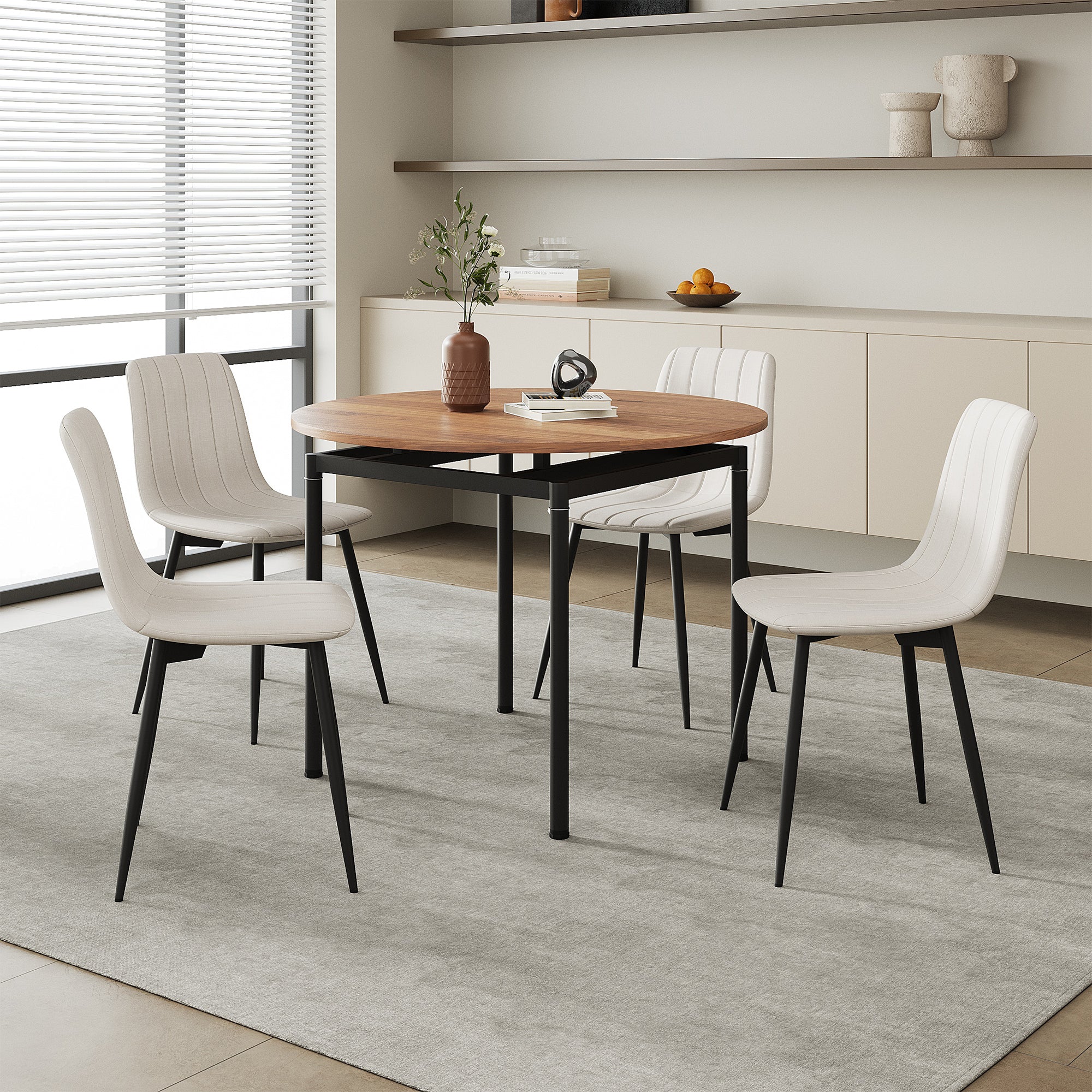Zestaw jadalniany Hemnes 5-częściowy dąb/beż [en.casa]