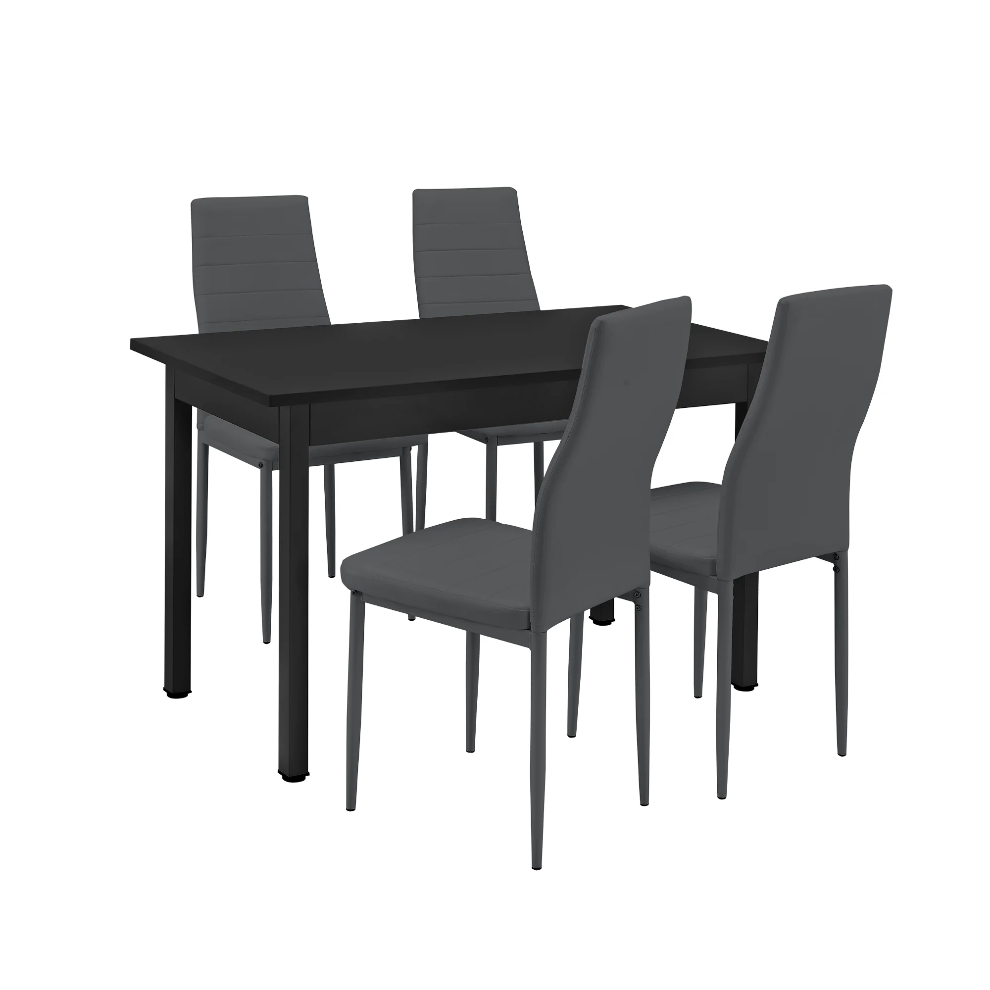 [en.casa]® Zestaw do jadalni stół 120x60 cm + nowoczesne krzesło skóra PU 4 szt. (różne kolory) - Image 2