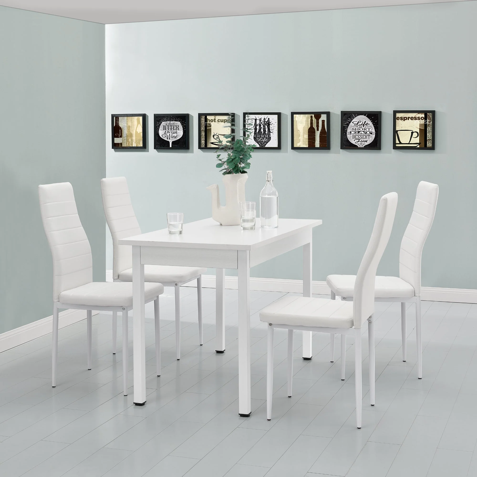 [en.casa]® Zestaw do jadalni stół 120x60 cm + nowoczesne krzesło skóra PU 4 szt. (różne kolory) - Image 6