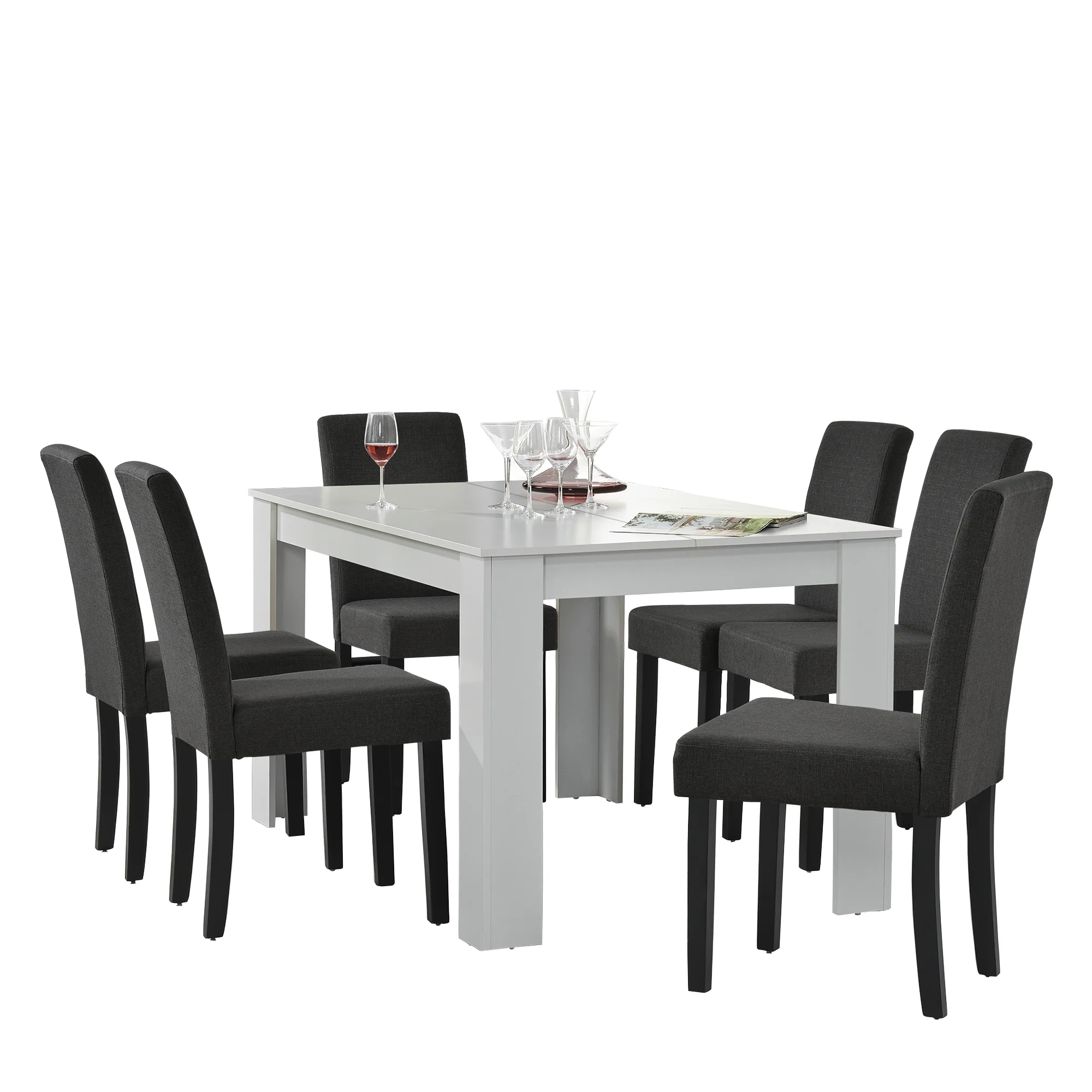 [en.casa]® Stół 140x90 cm + miękkie krzesła 6 szt. (różne kolory) - Image 2