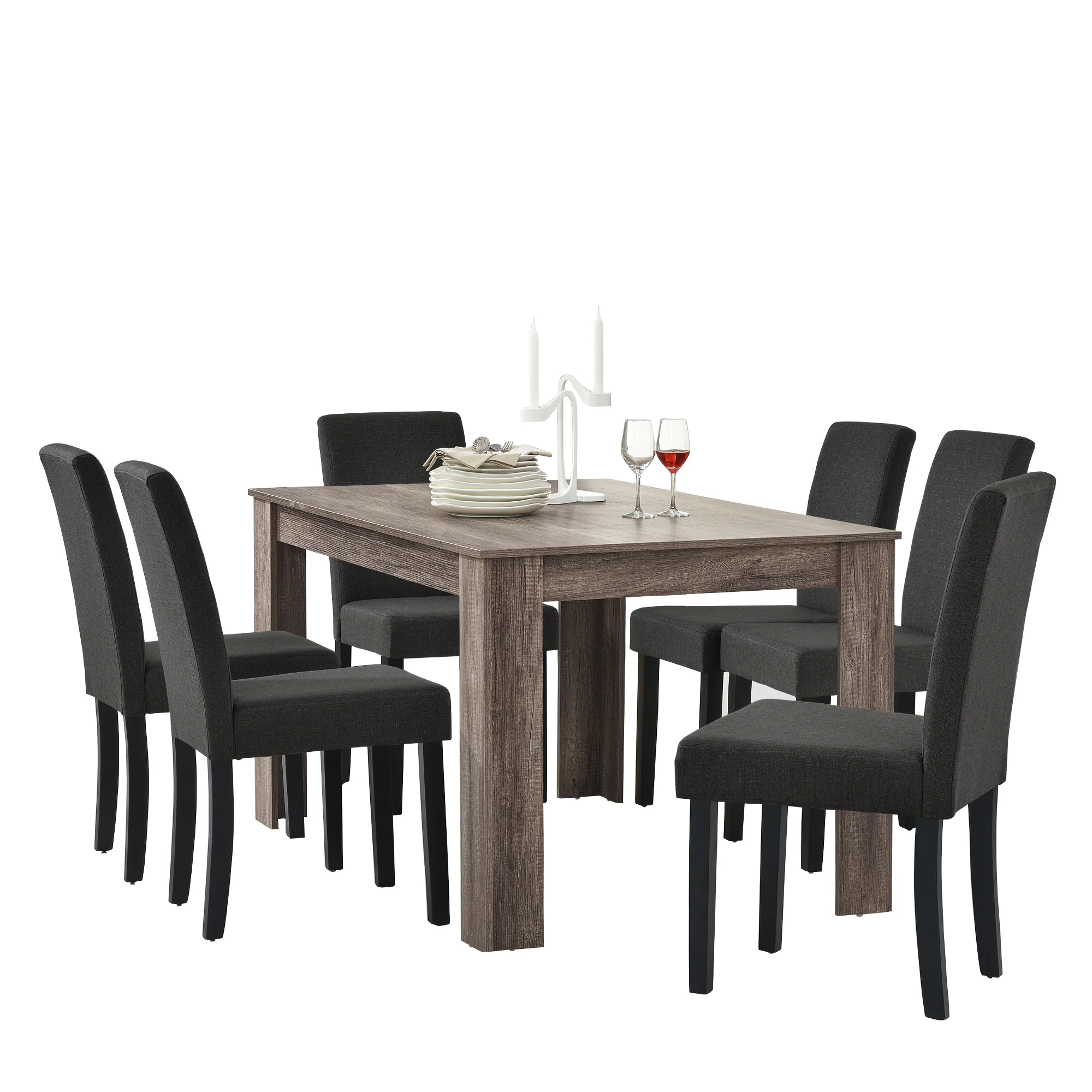 [en.casa]® Stół 140x90 cm + miękkie krzesła 6 szt. (różne kolory) - Image 4